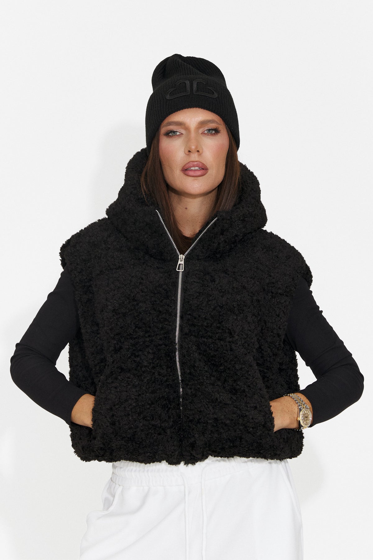 Vesta casual neagra Lalaeina Bogas