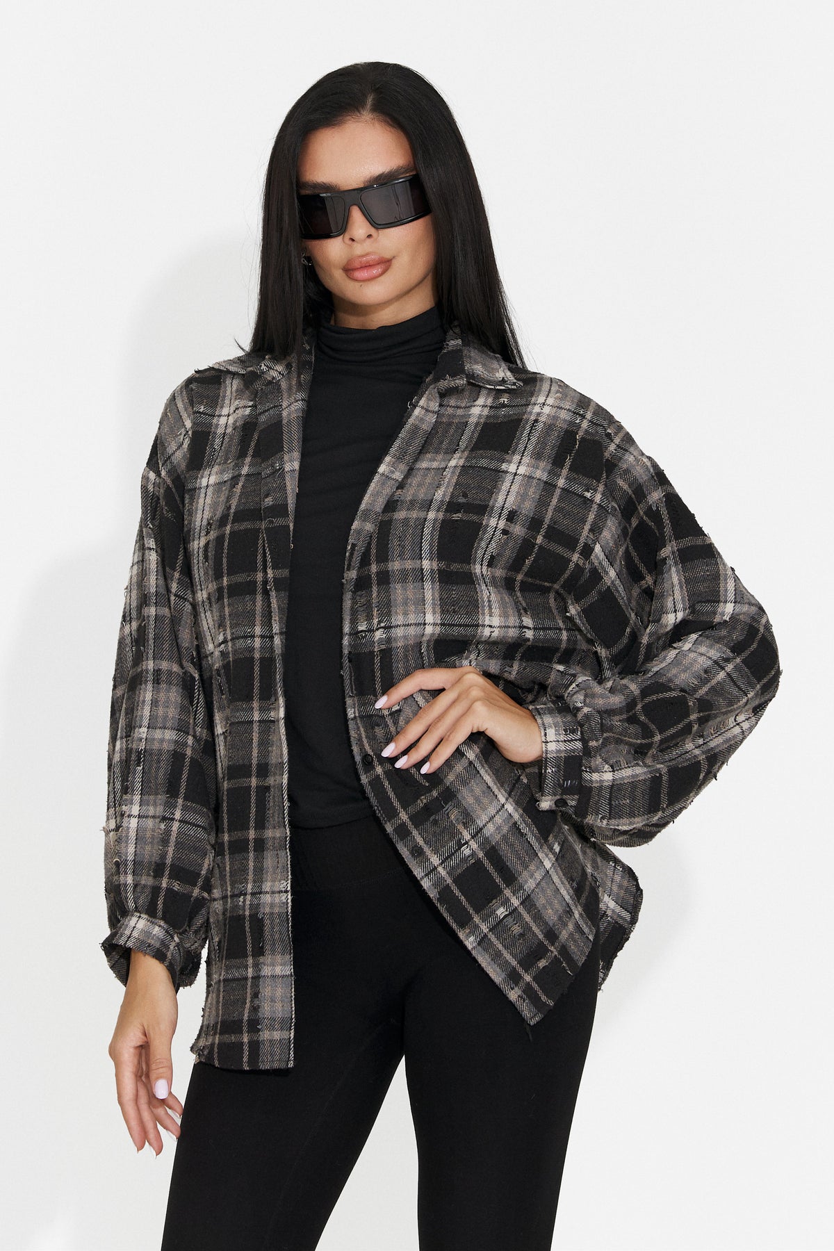 Черна дамска ежедневна риза Jasara Bogas