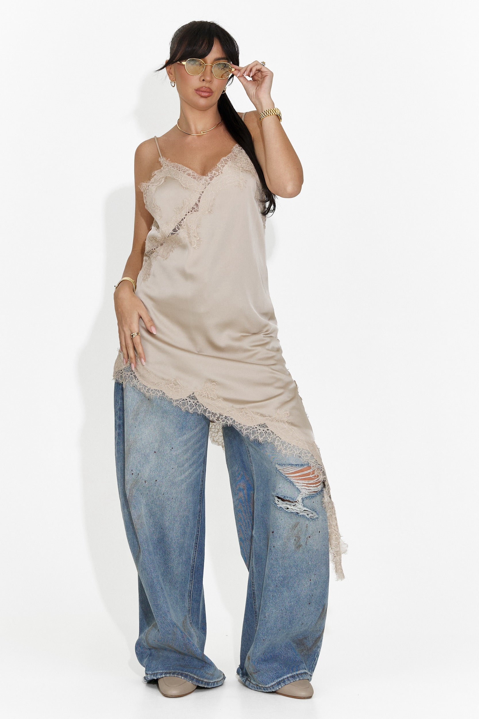 Къса дамска рокля бежова Francisca Bogas