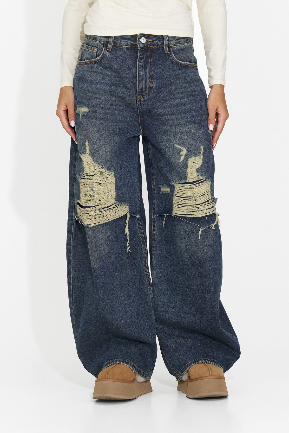 Blugi casual albastri Huzeina Bogas