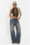 Blugi casual albastri Kleconia Bogas