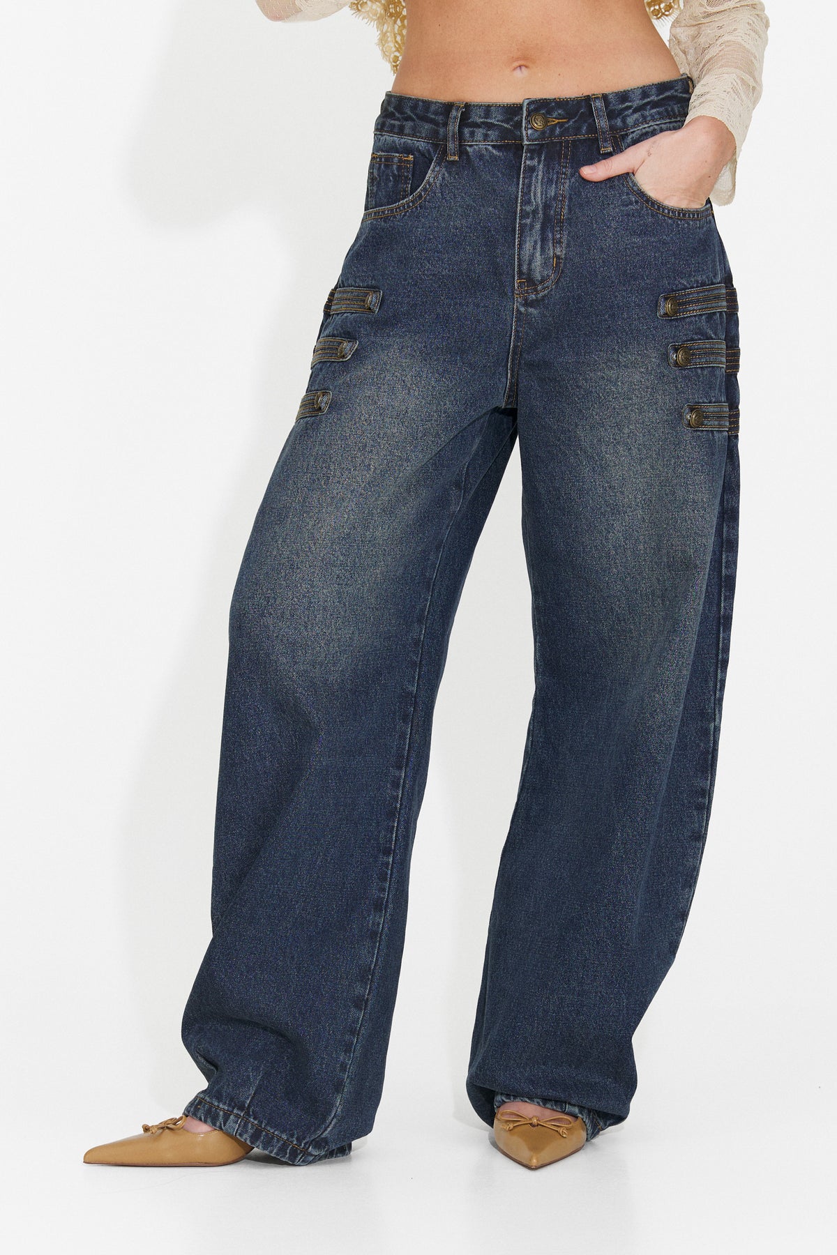 Blugi casual bleu Tasina Bogas