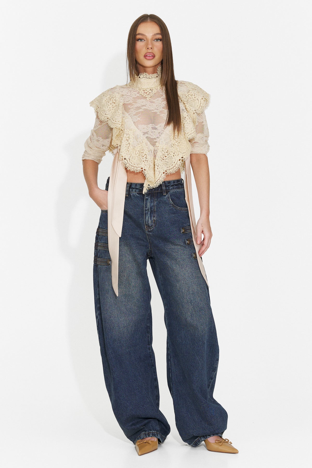 Blugi casual bleu Tasina Bogas