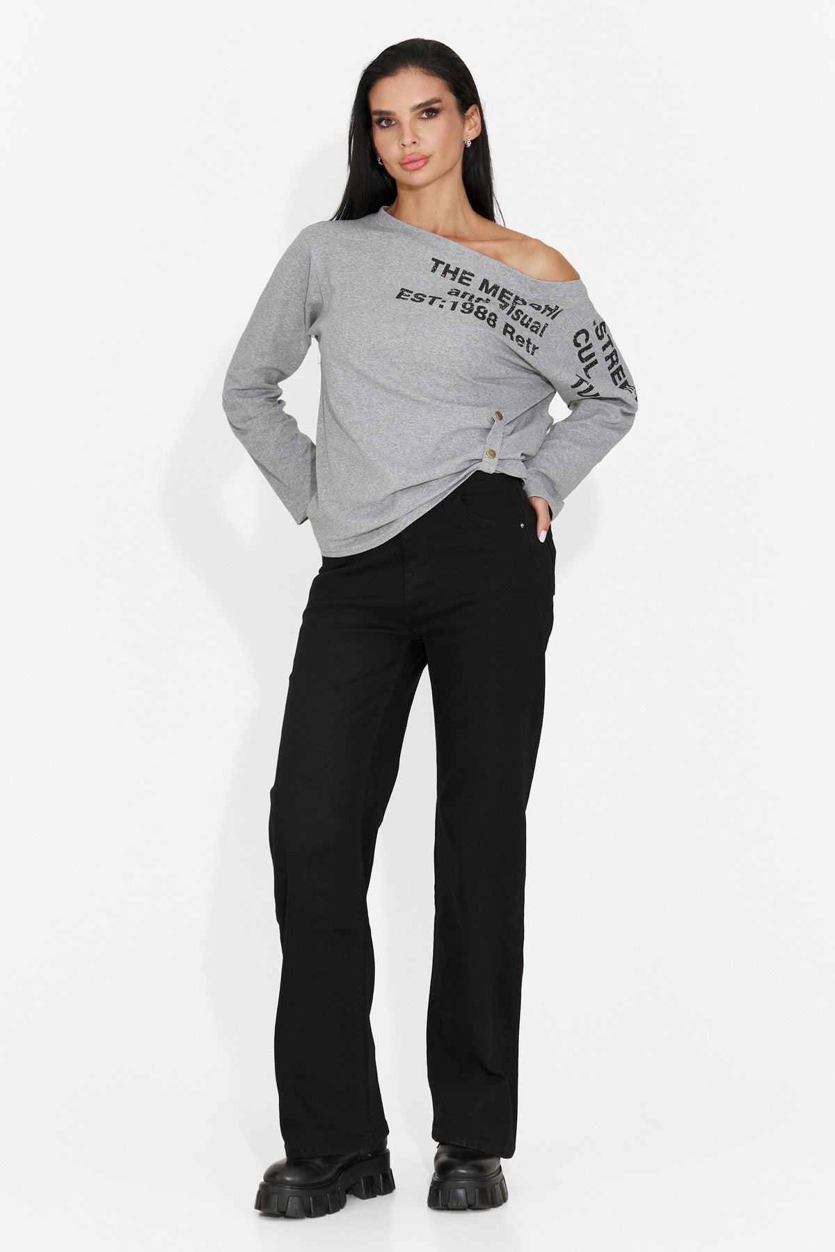 Blugi casual negri Flanaioria Bogas
