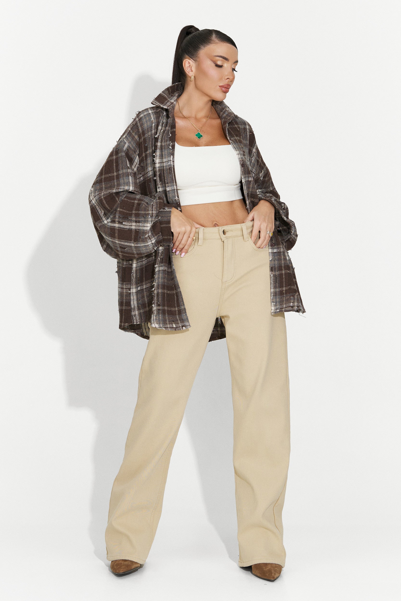 Дамски ежедневни дънки бежови Hetie Bogas