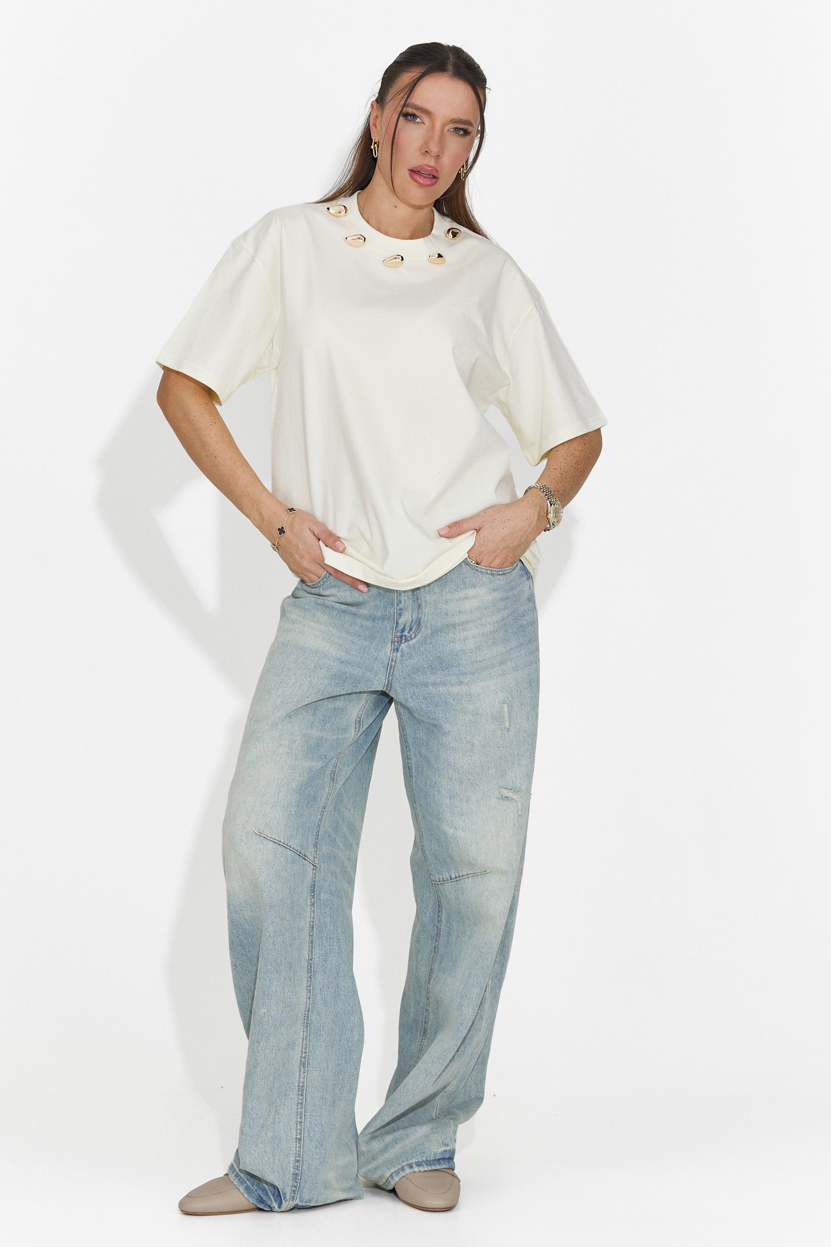 Дамски ежедневни светлосини дънки Hanina Bogas