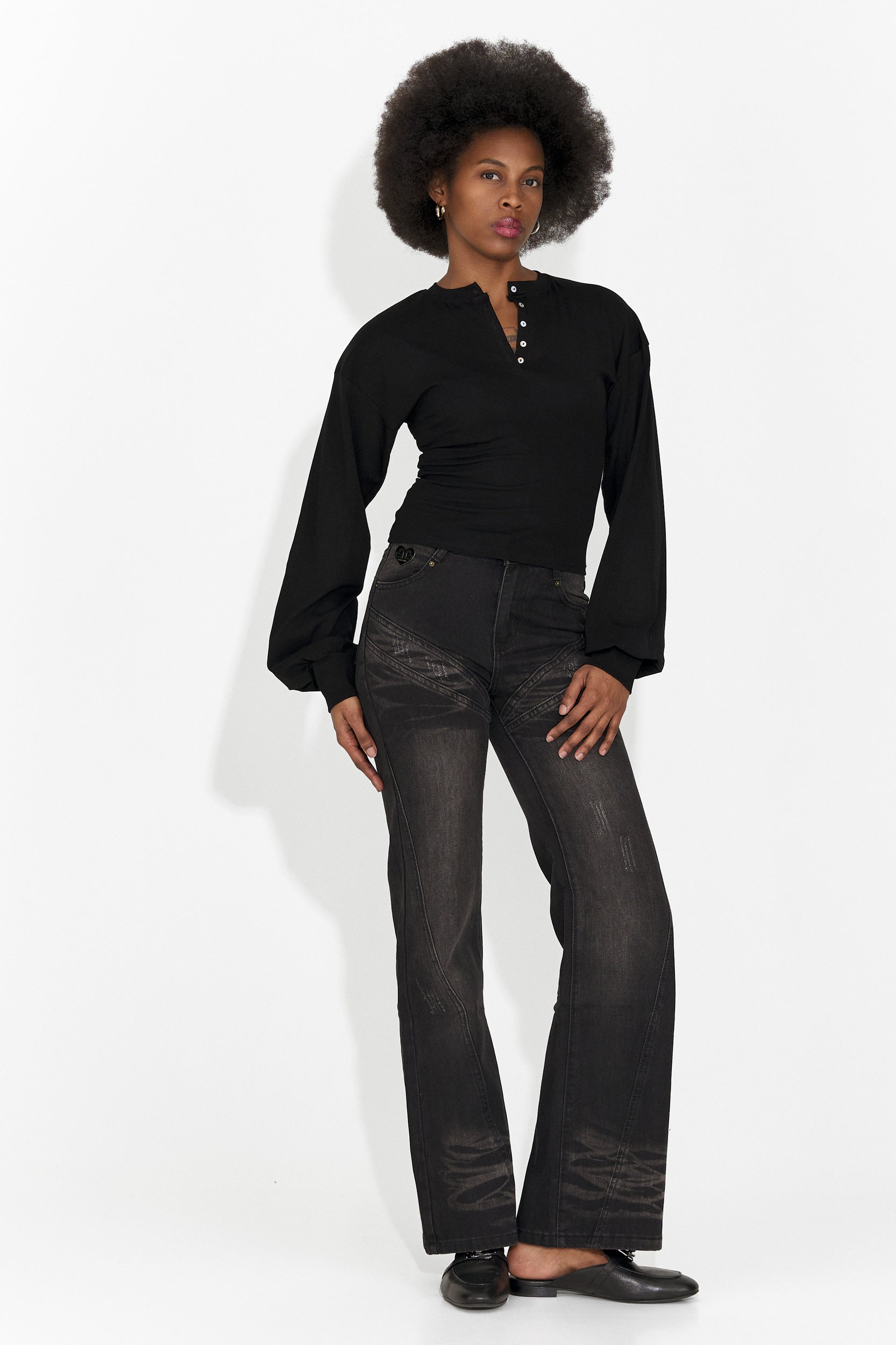 Дамски ежедневни черни дънки Adeia Bogas