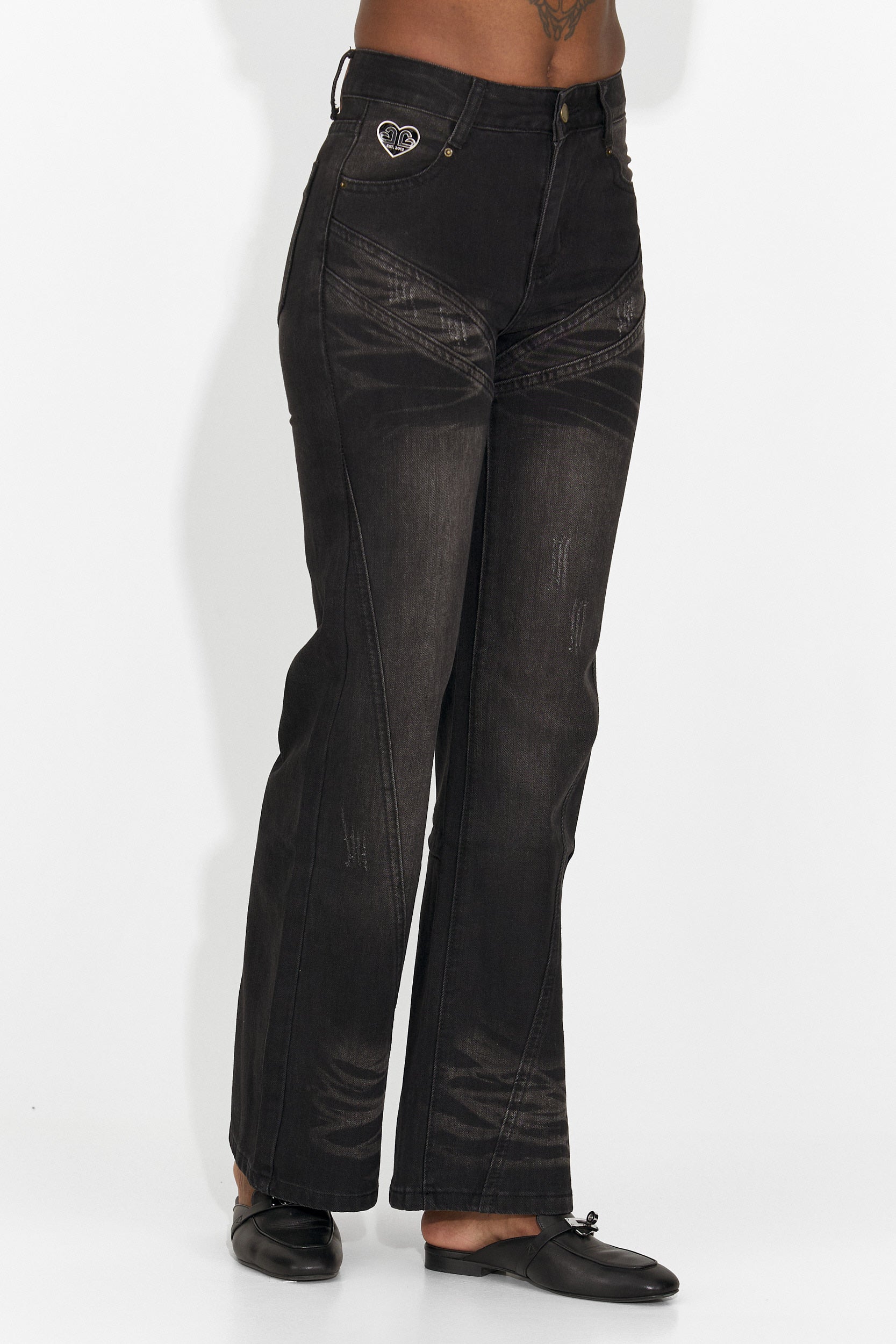 Дамски ежедневни черни дънки Adeia Bogas