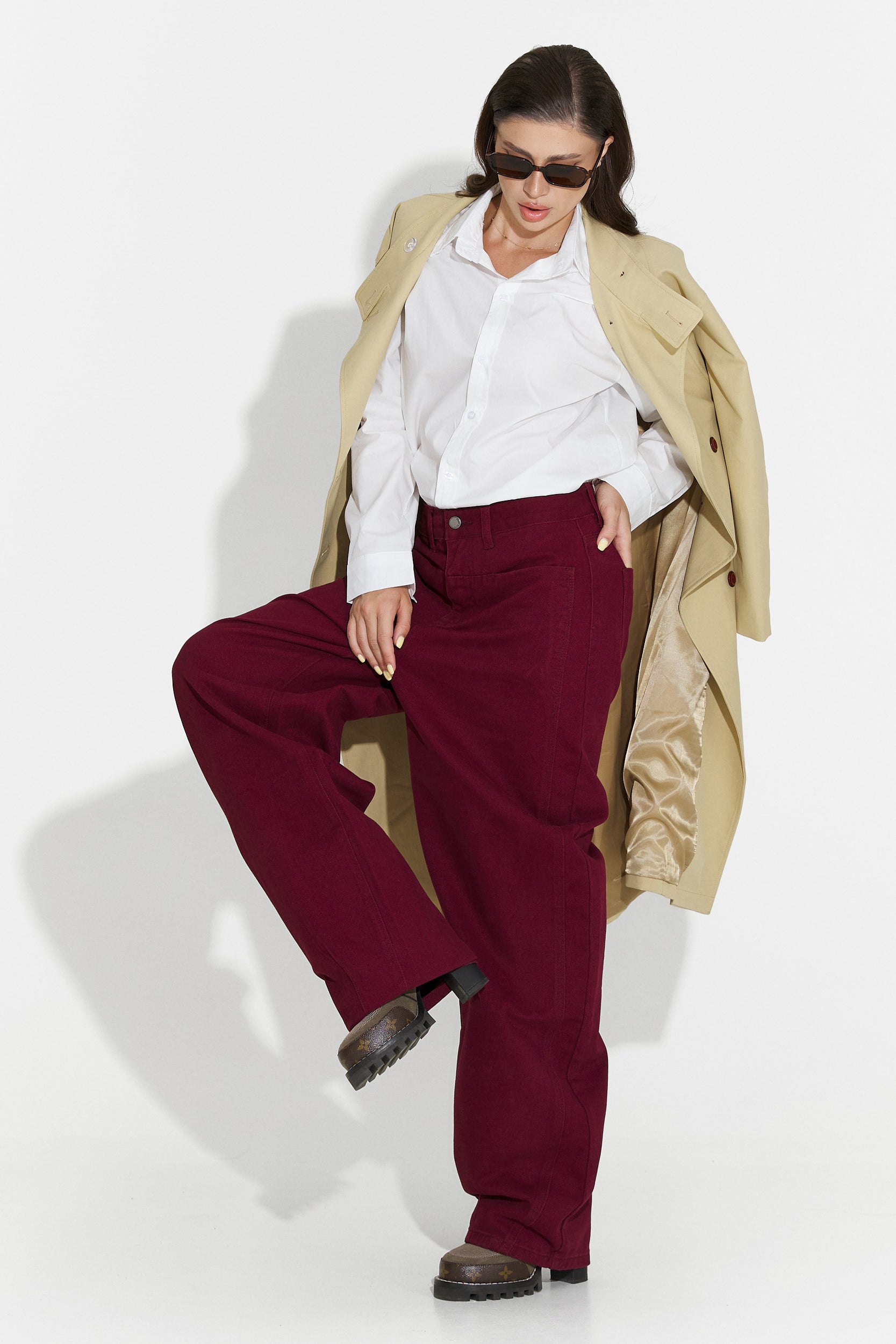 Дамски кежуал дънки в бордо Jacklyn Bogas