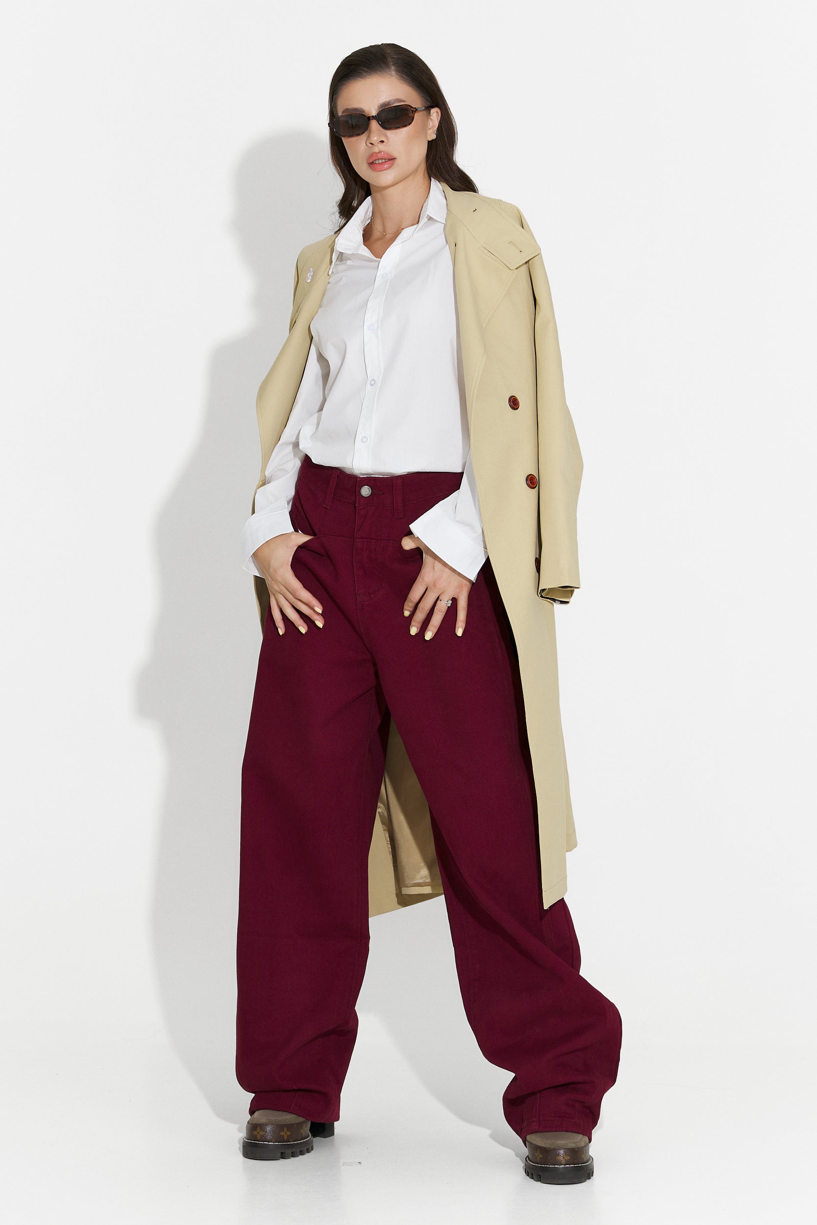 Дамски кежуал дънки в бордо Jacklyn Bogas