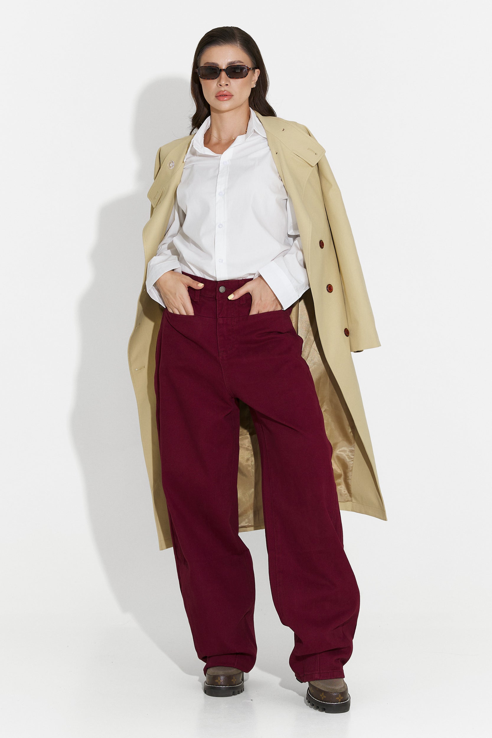 Дамски кежуал дънки в бордо Jacklyn Bogas