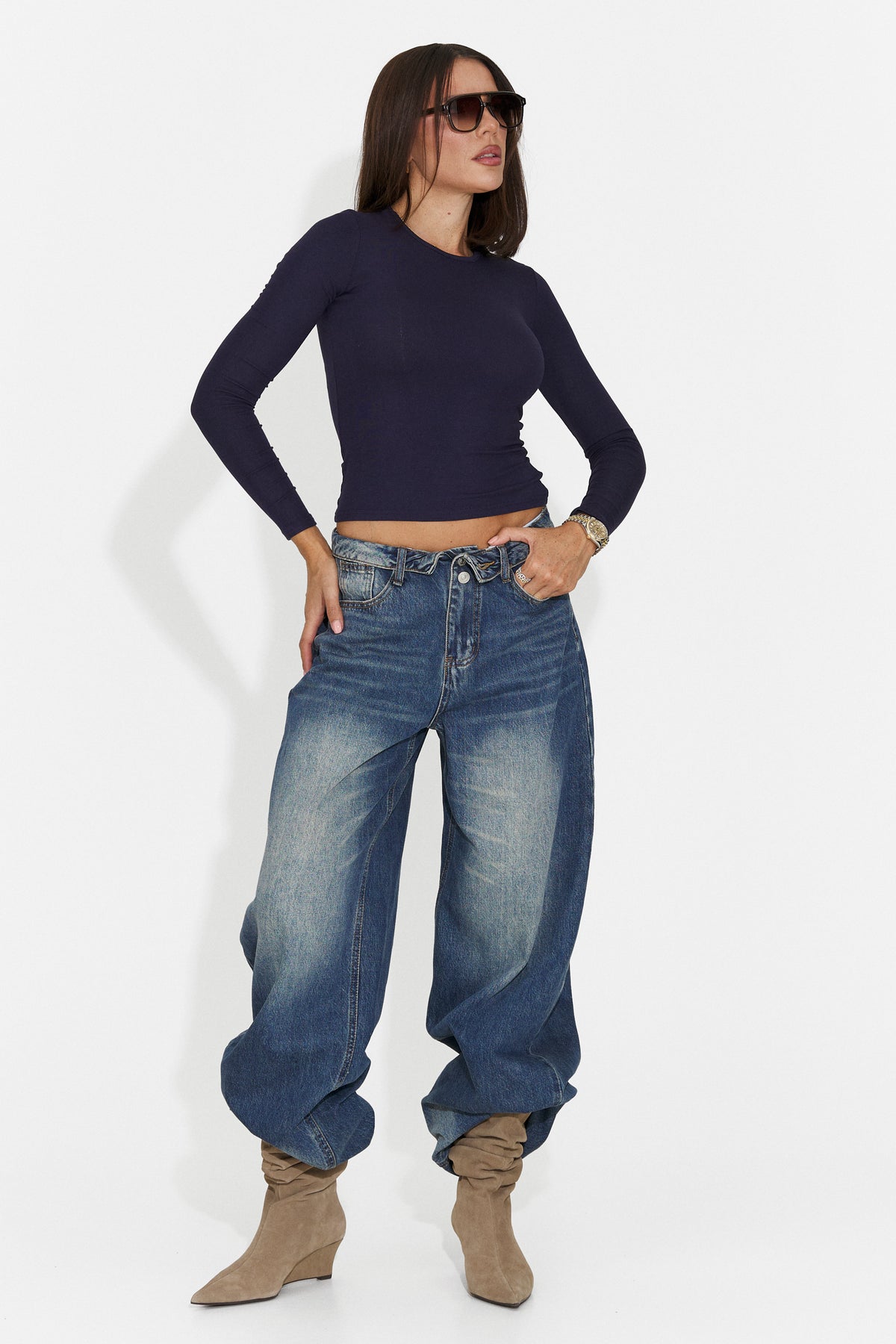 Bluza casual bleumarin Jydaora Bogas