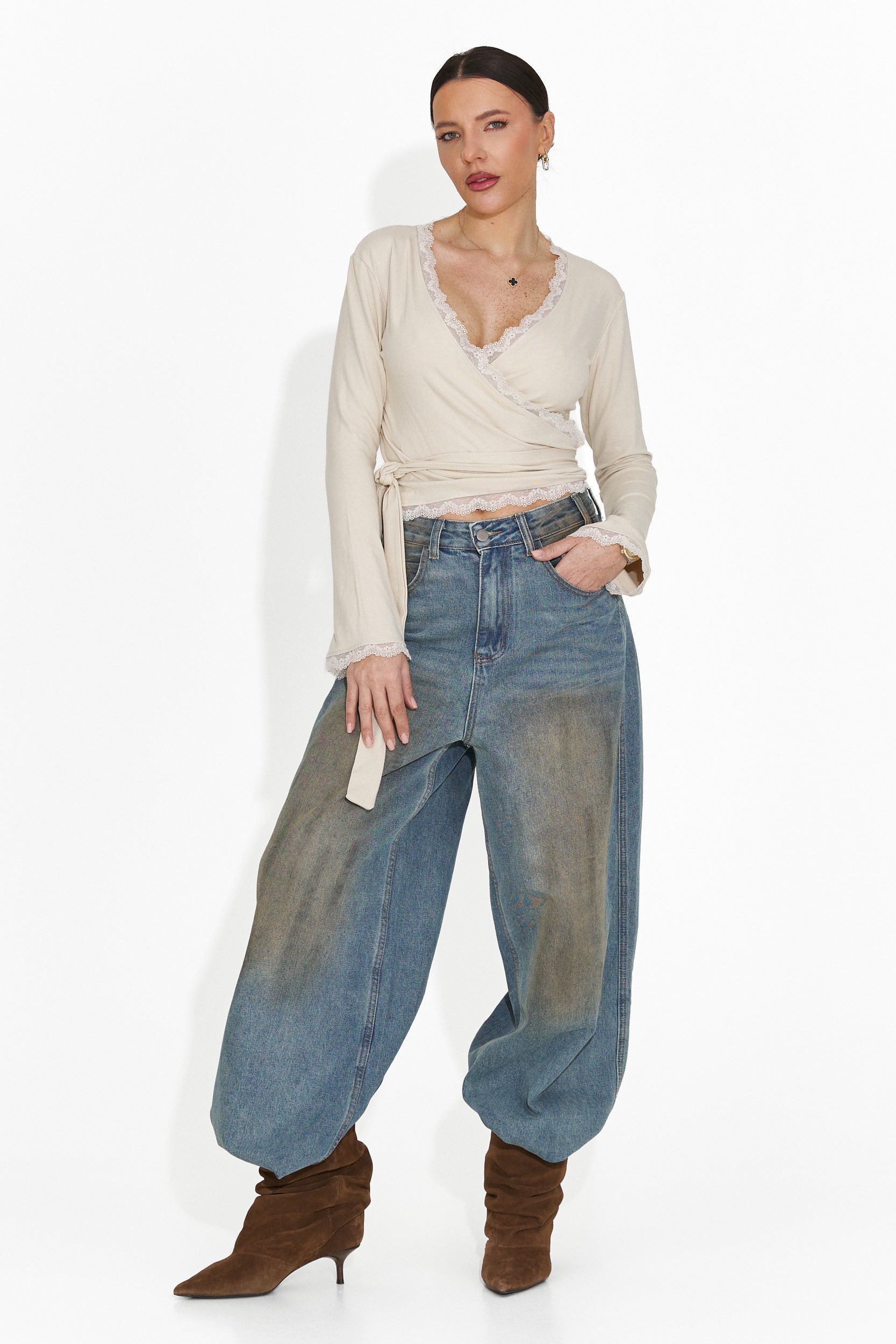 Дамска ежедневна блуза бежова Zaneta Bogas