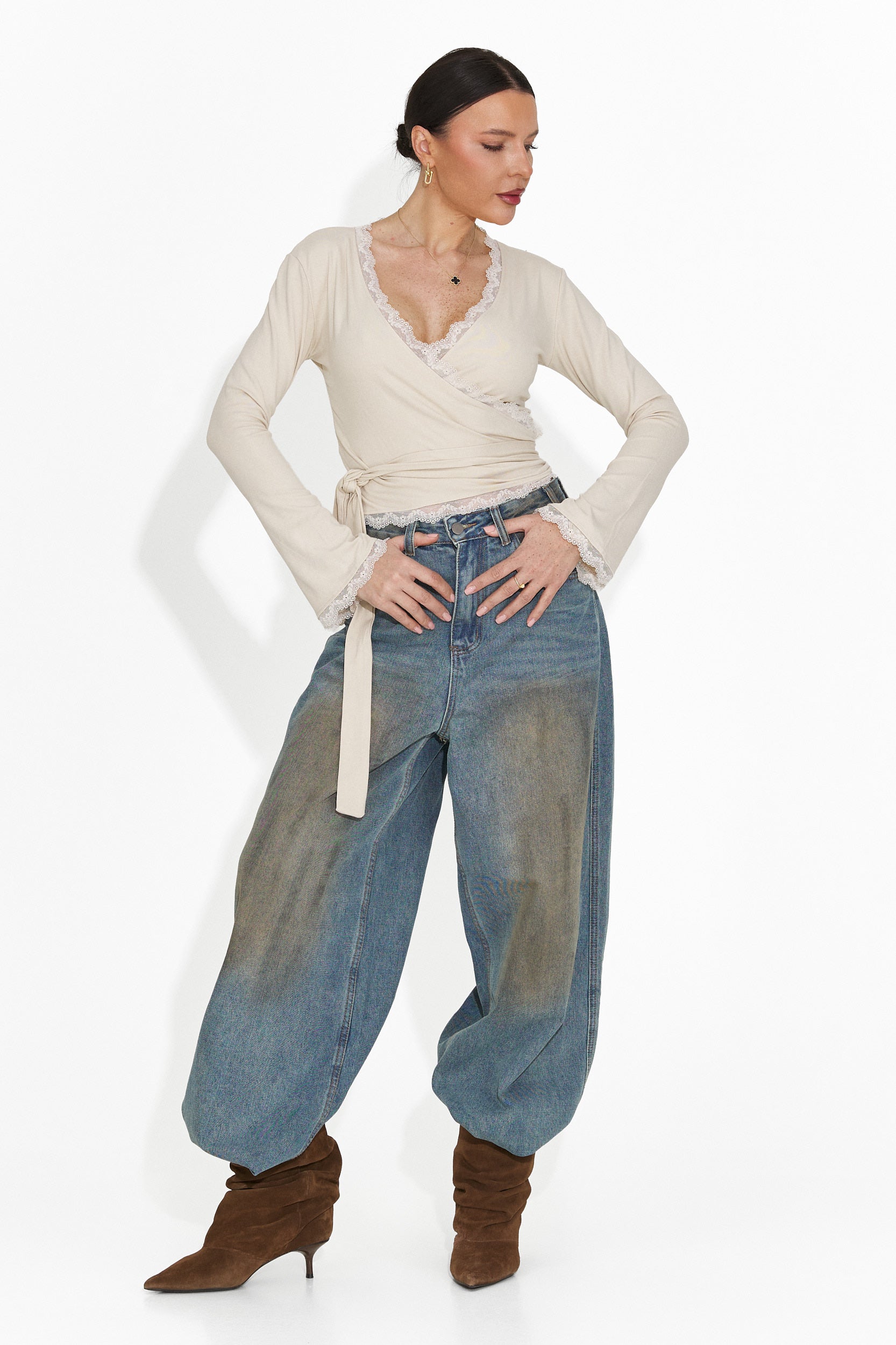 Дамска ежедневна блуза бежова Zaneta Bogas