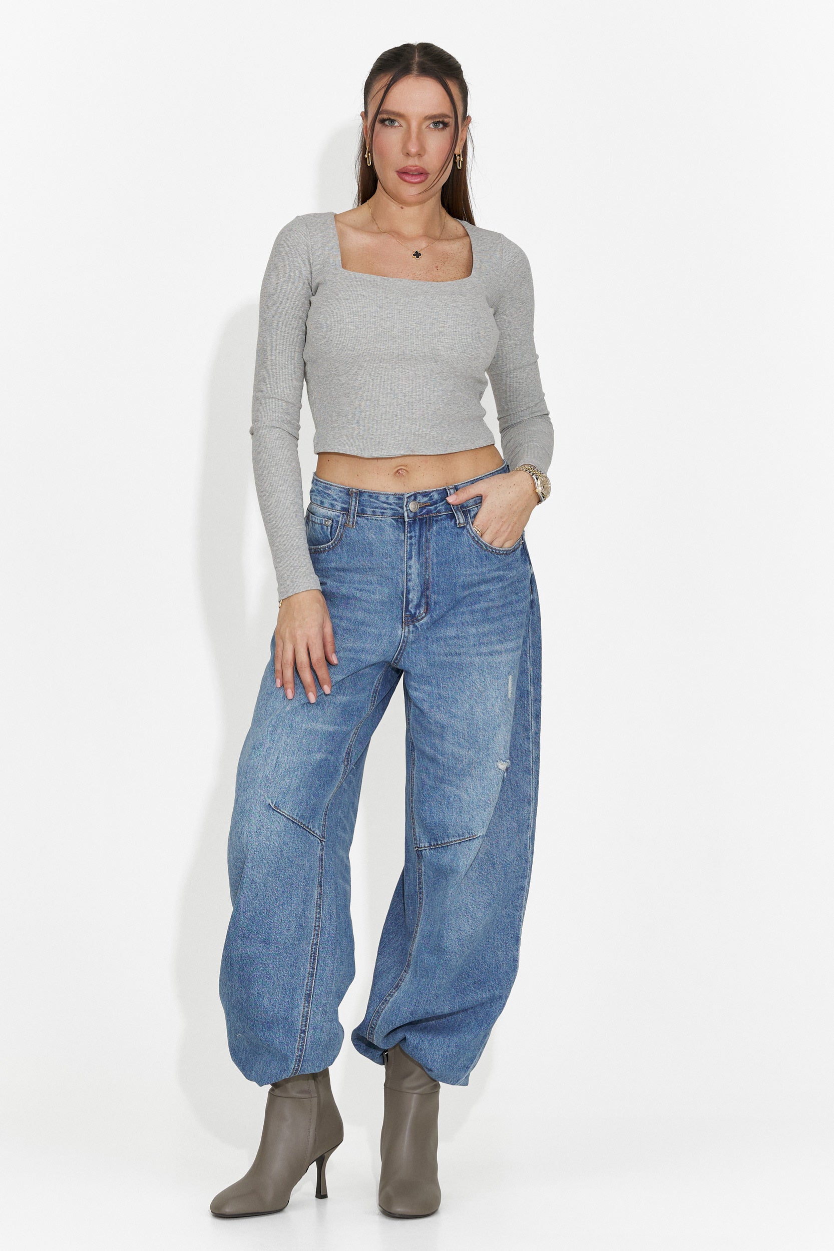 Дамска ежедневна блуза в сиво Dariana Bogas