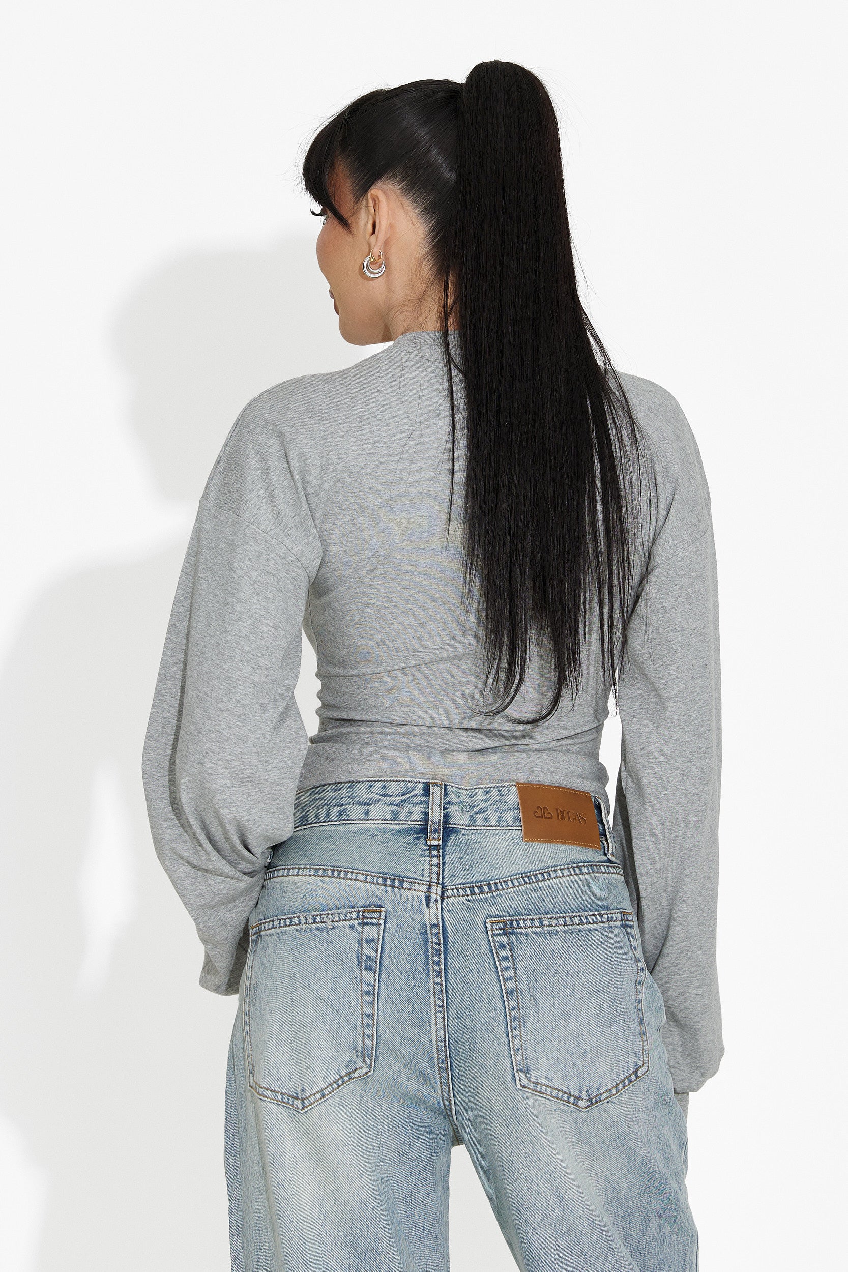 Сива дамска ежедневна блуза Tivora Bogas