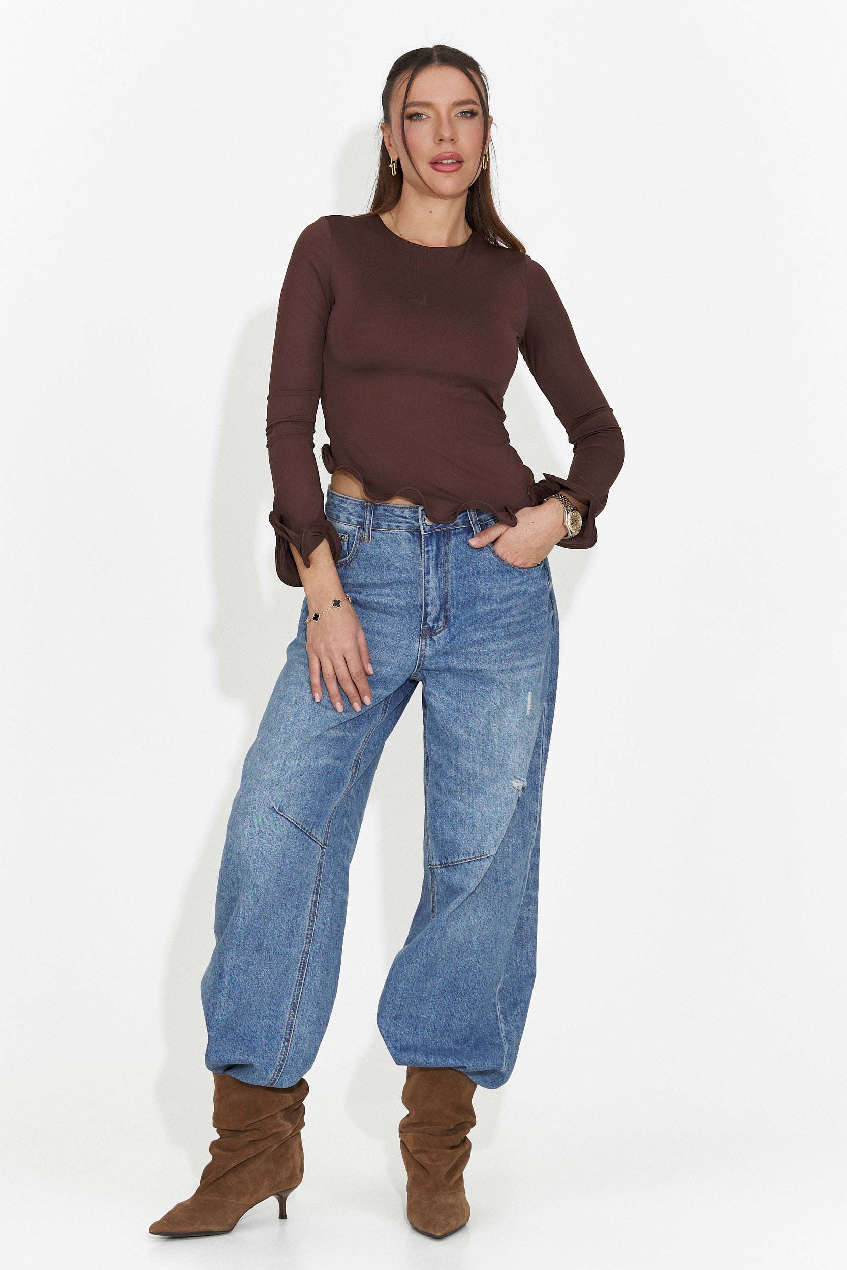 Дамска ежедневна блуза кафява Enisea Bogas