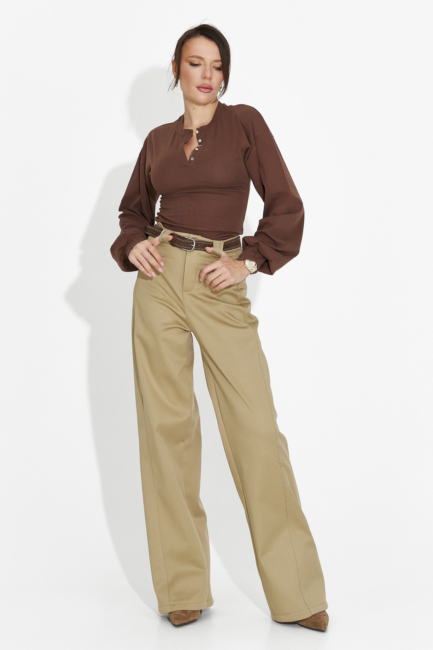 Кафява дамска ежедневна блуза Tivora Bogas