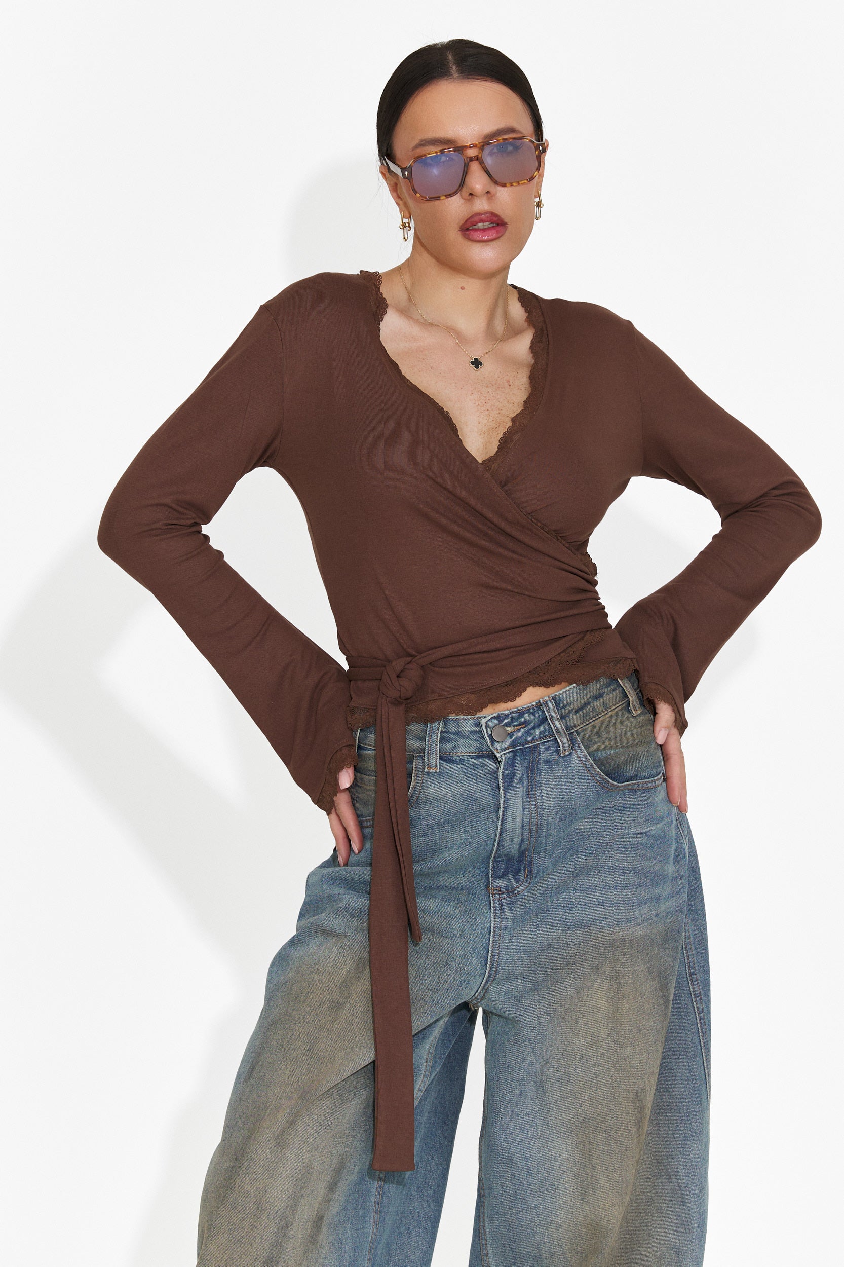 Дамска ежедневна блуза кафява Zaneta Bogas