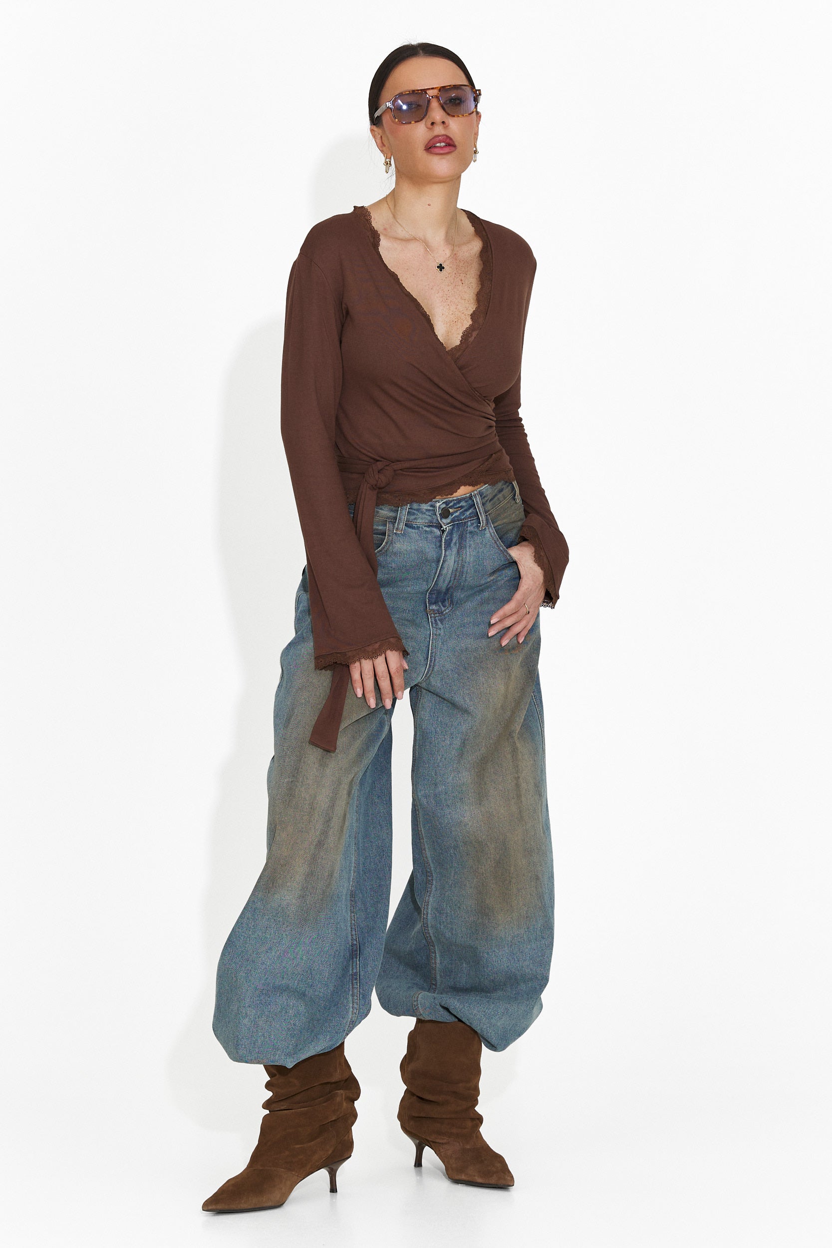 Дамска ежедневна блуза кафява Zaneta Bogas