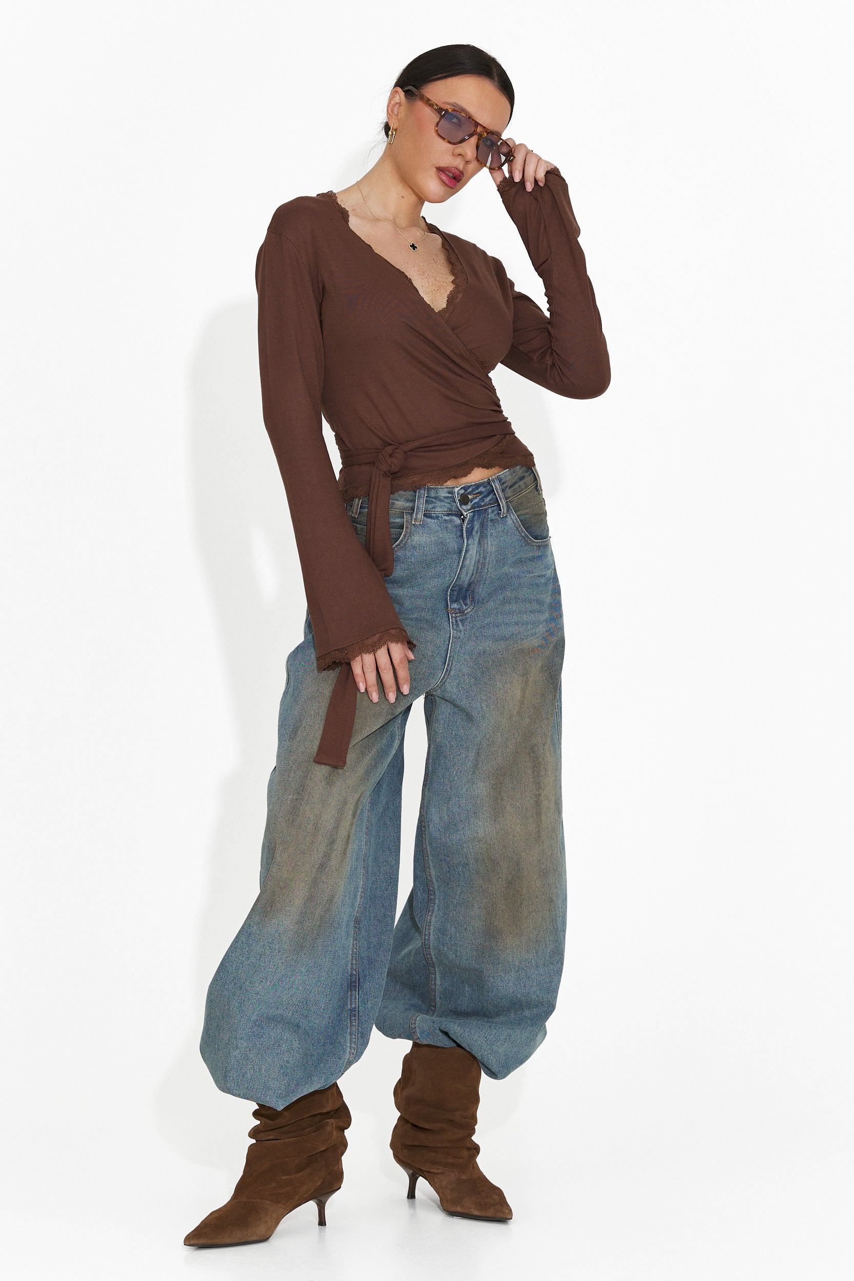 Дамска ежедневна блуза кафява Zaneta Bogas