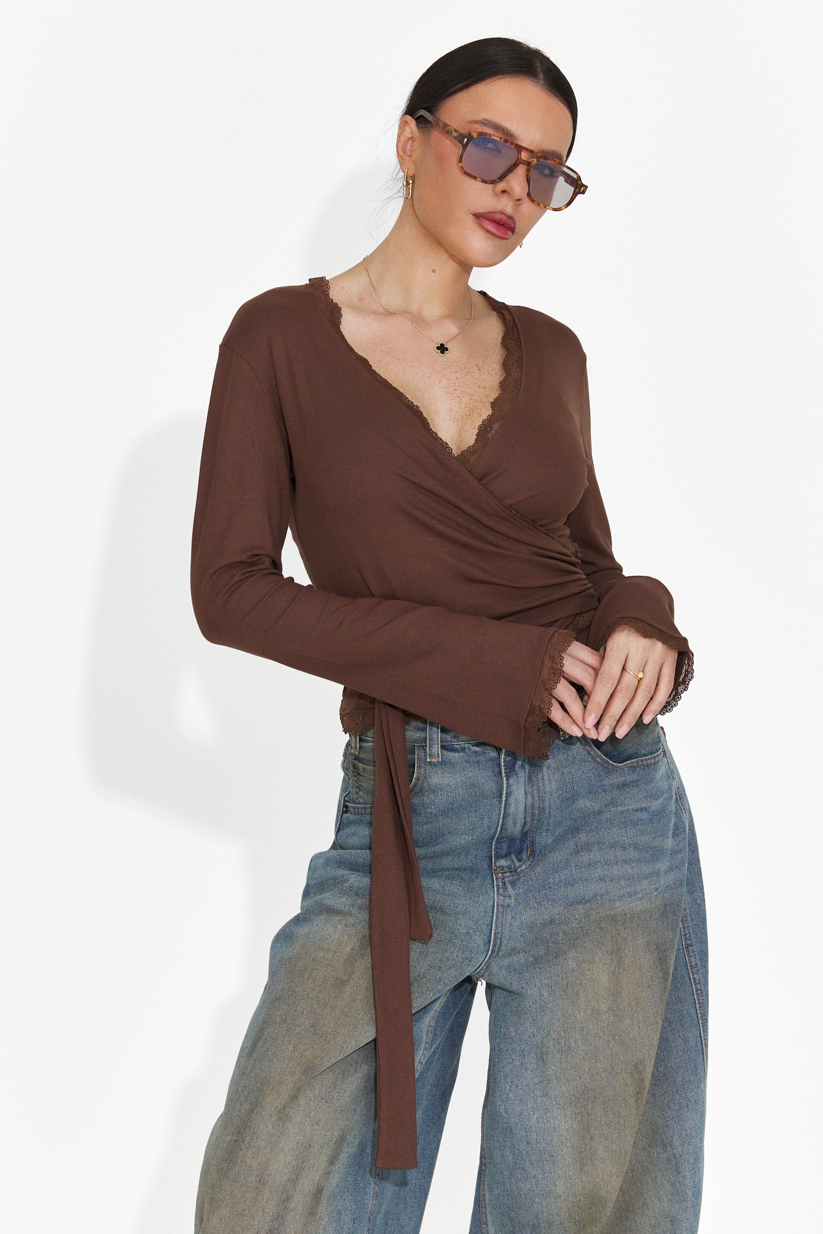 Дамска ежедневна блуза кафява Zaneta Bogas