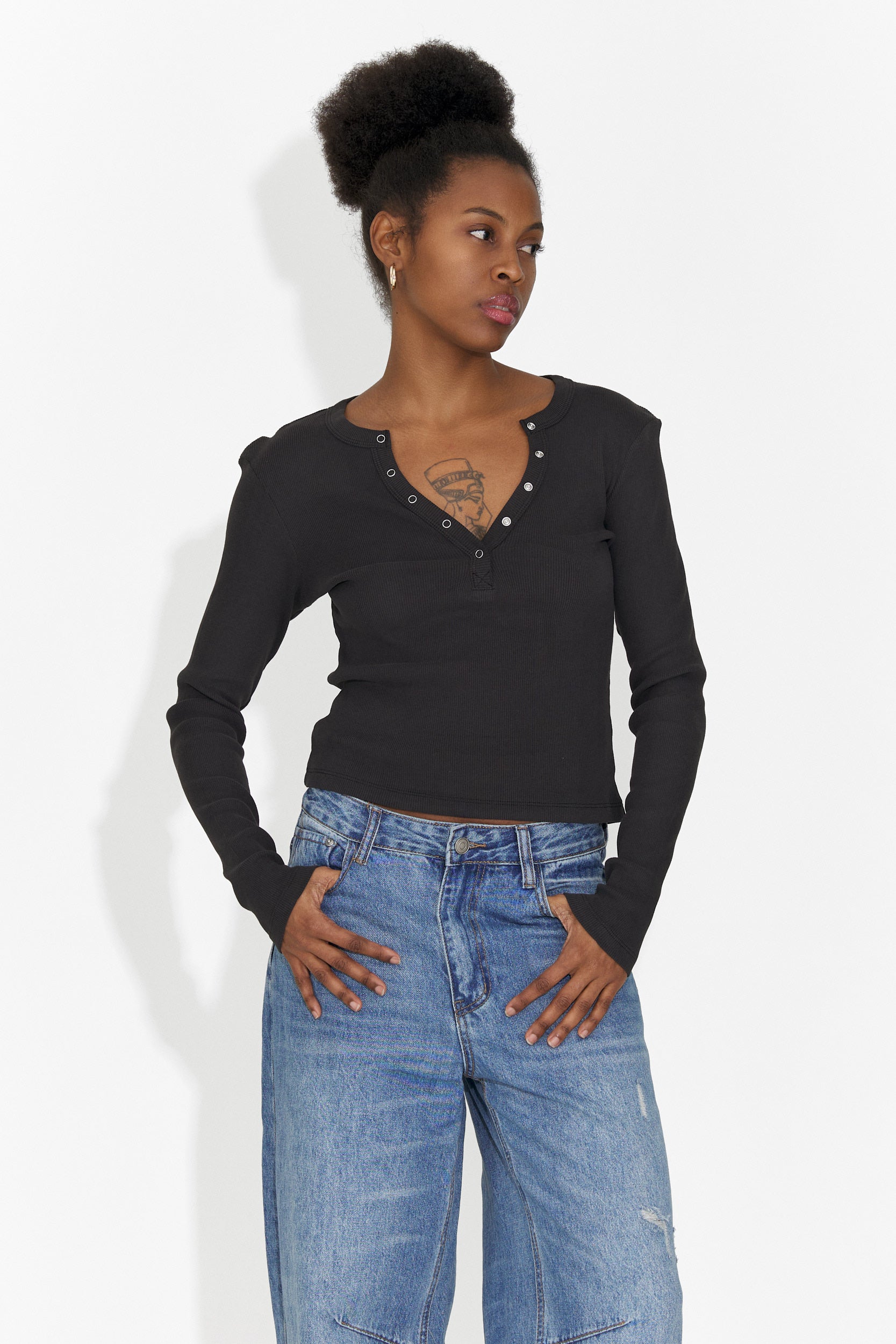 Дамска ежедневна черна блуза Roxana Bogas