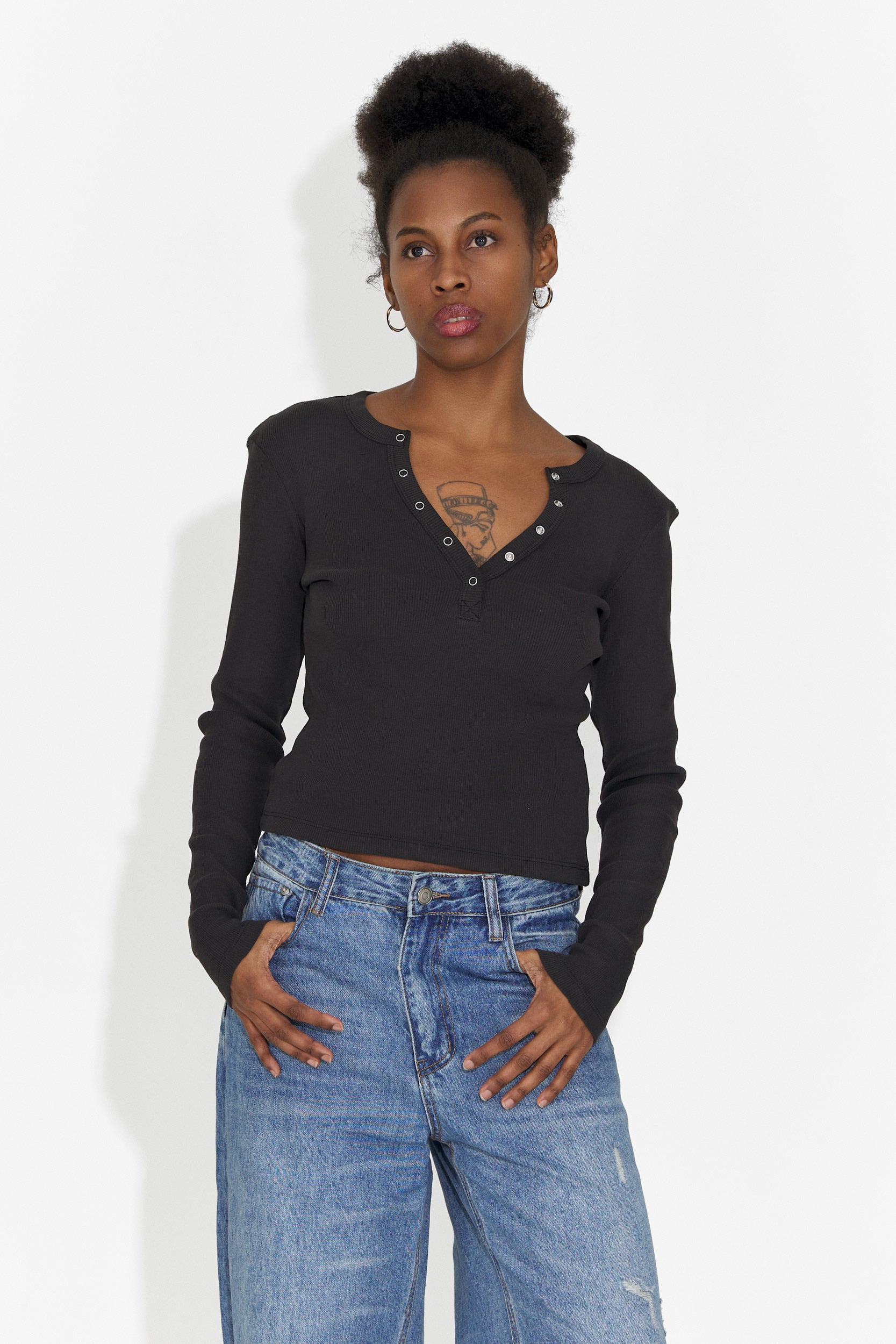 Дамска ежедневна черна блуза Roxana Bogas