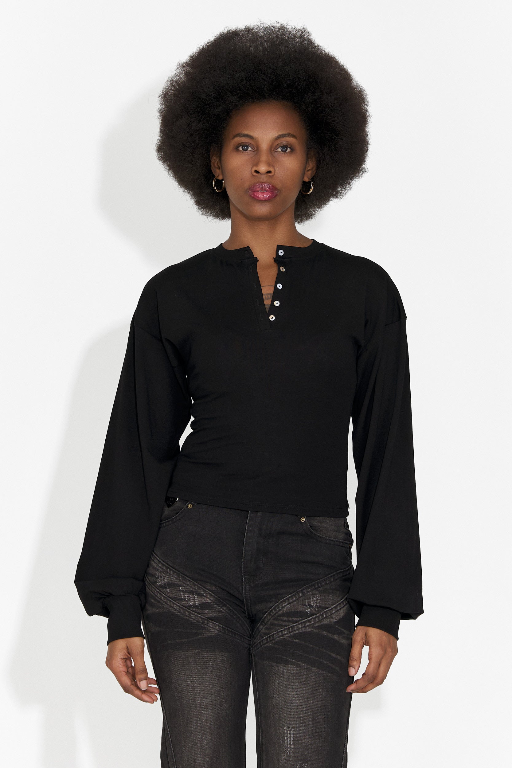 Дамска ежедневна черна блуза Tivora Bogas