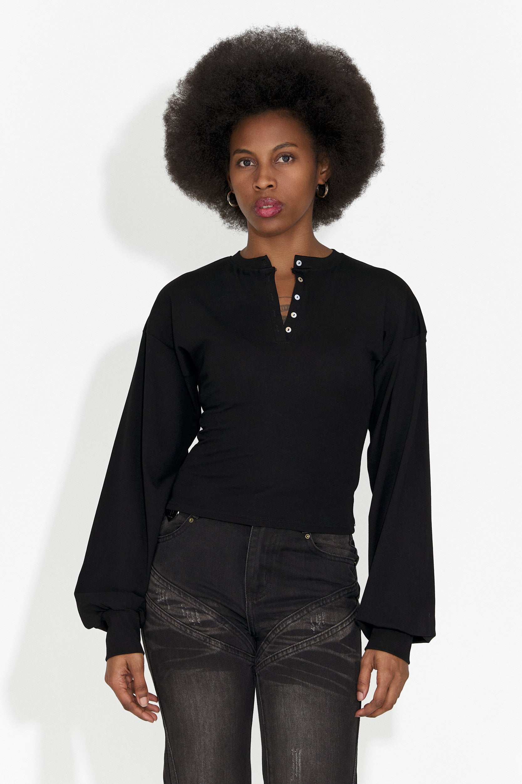 Дамска ежедневна черна блуза Tivora Bogas