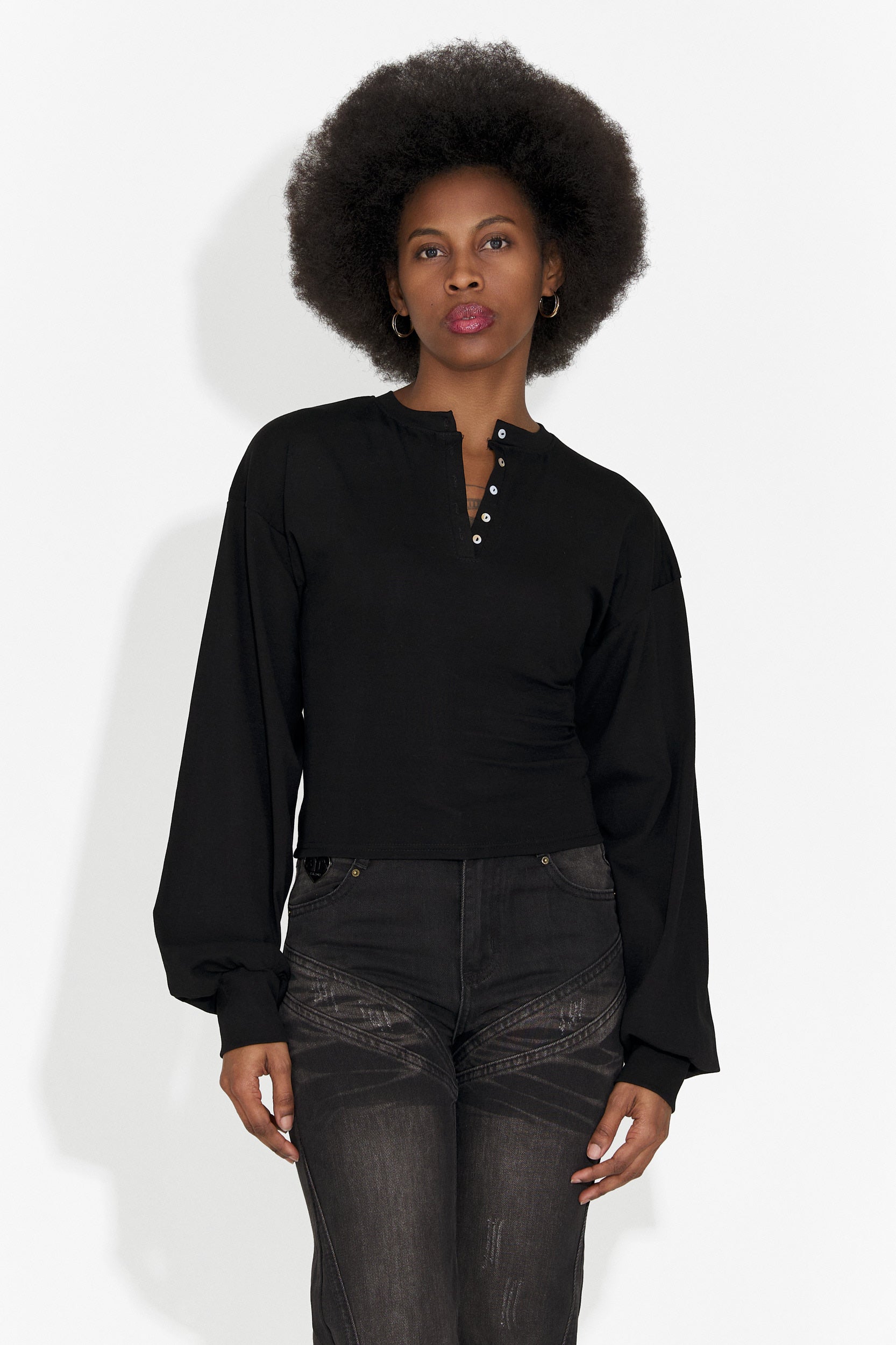 Дамска ежедневна черна блуза Tivora Bogas