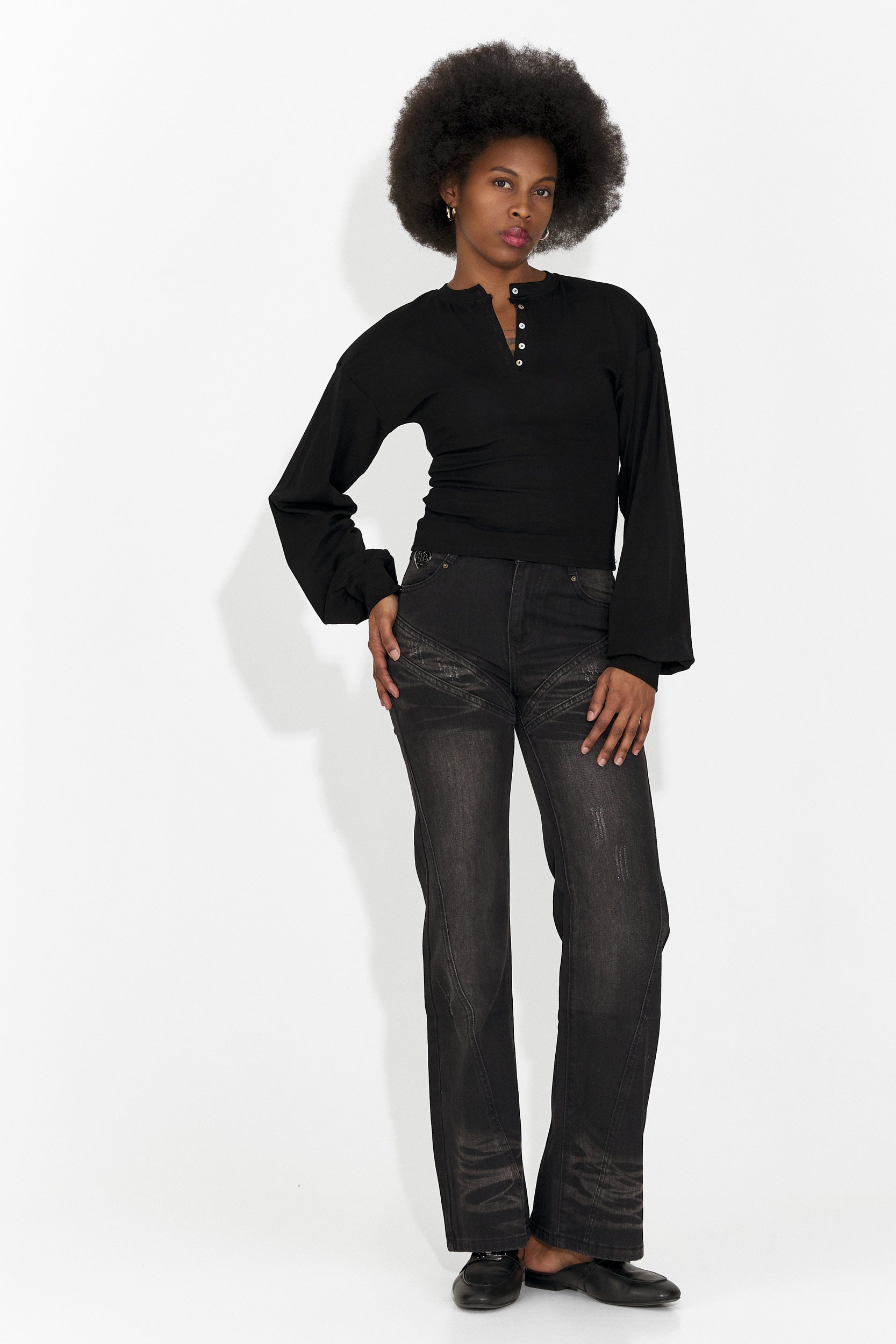 Дамска ежедневна черна блуза Tivora Bogas