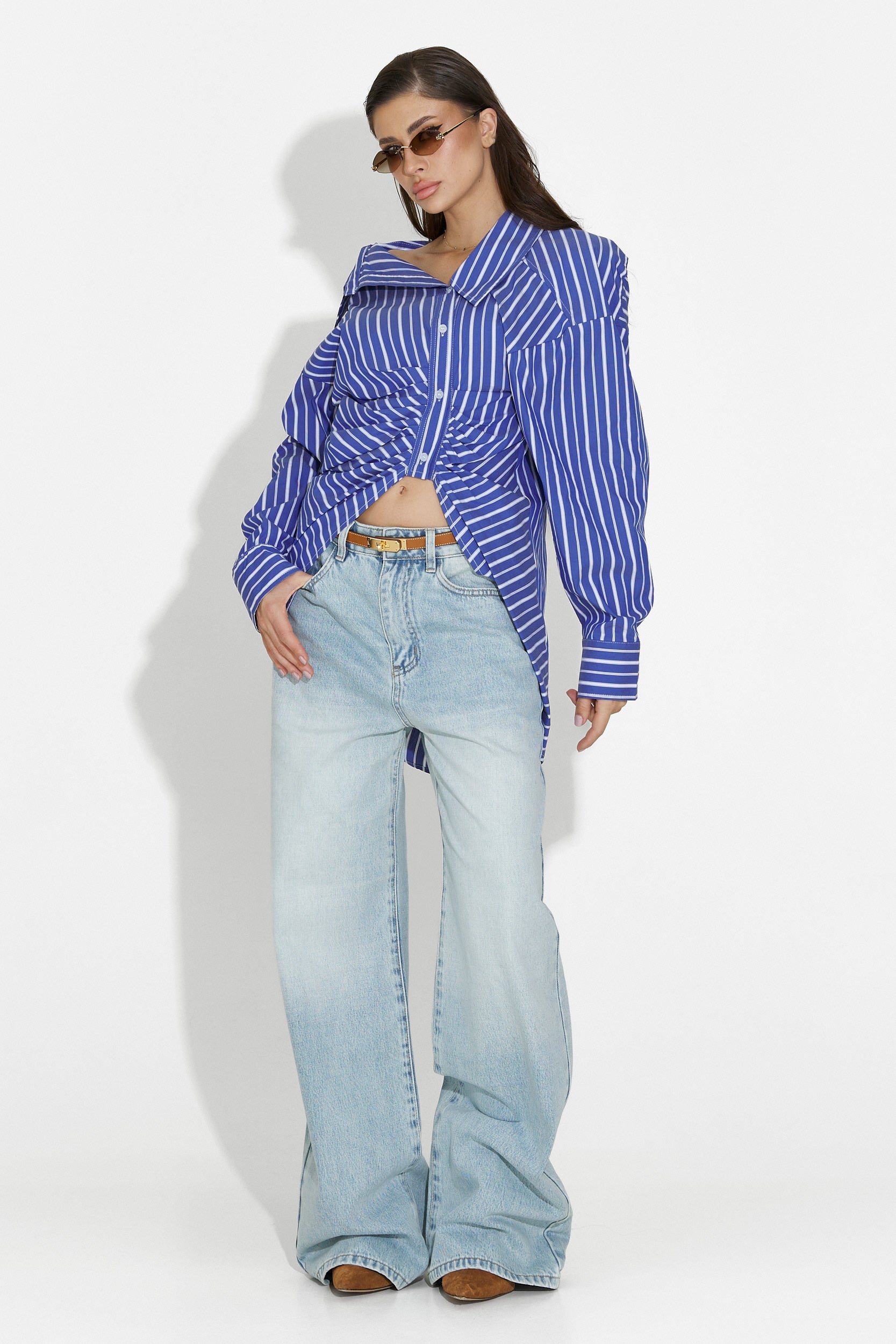 Синя дамска риза за ежедневно облекло Voncile Bogas