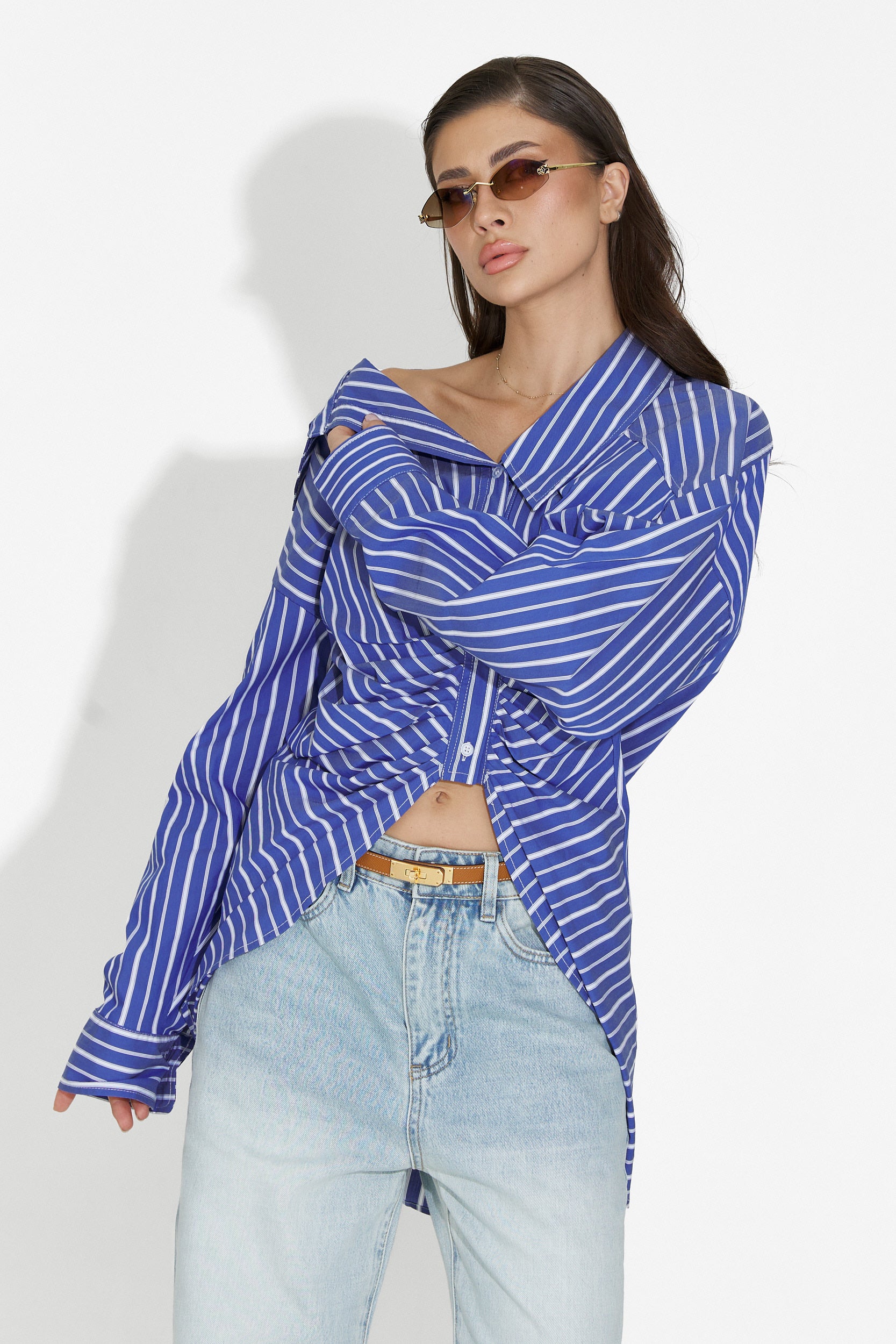 Синя дамска риза за ежедневно облекло Voncile Bogas