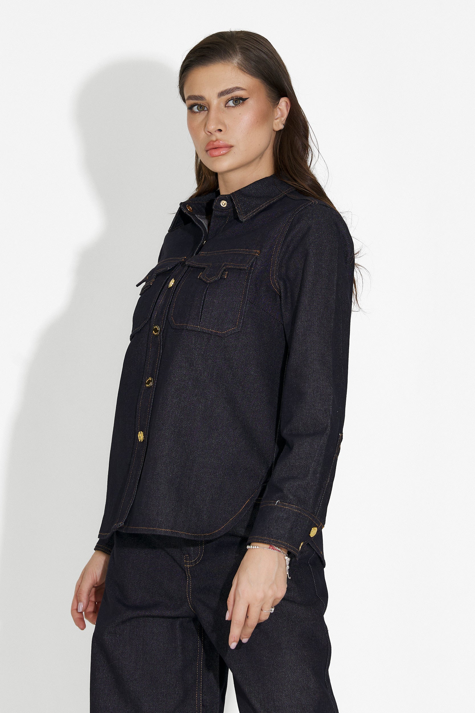 Дамска кежуал риза в тъмносиньо Melena Bogas