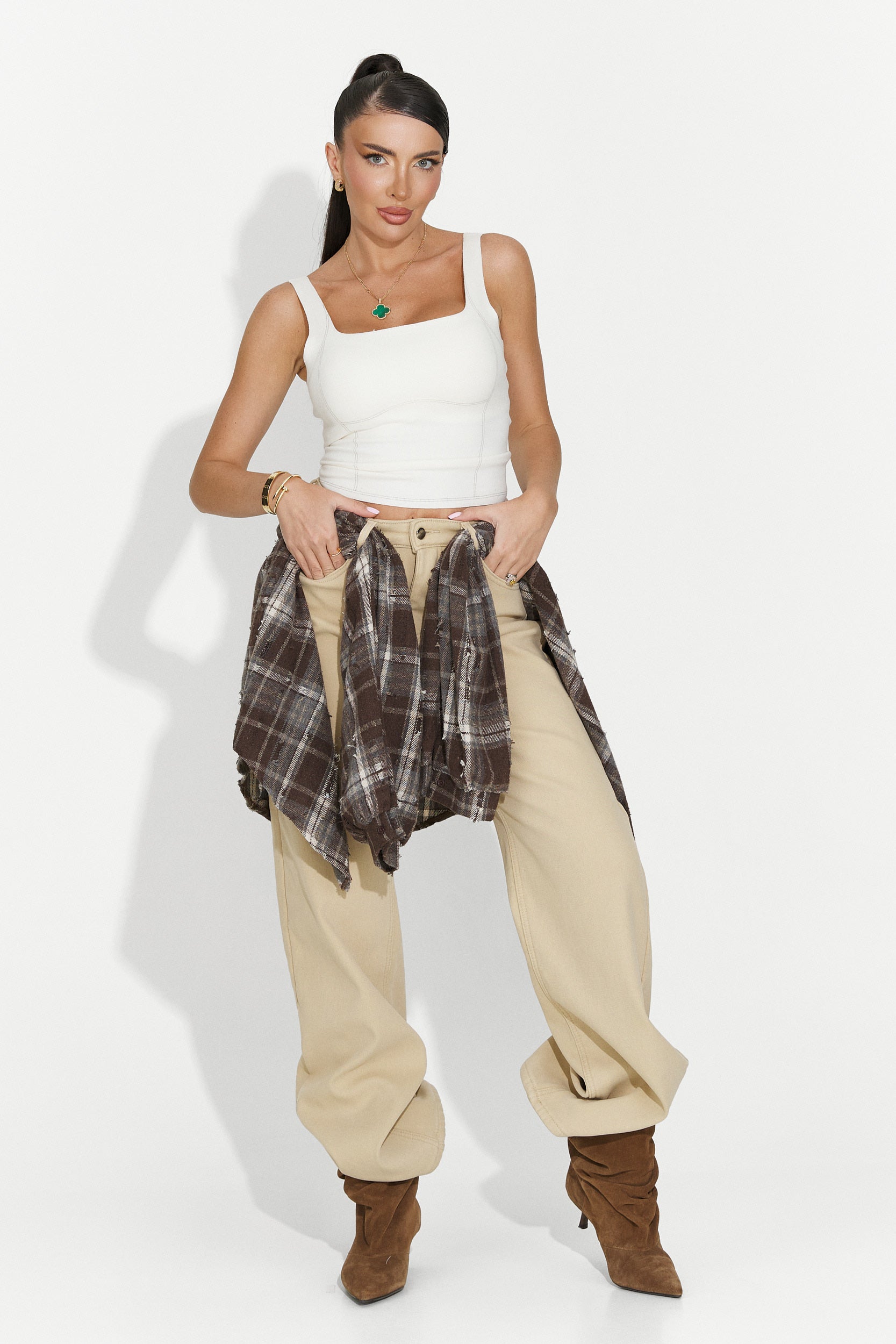 Дамска ежедневна риза кафява Jasara Bogas