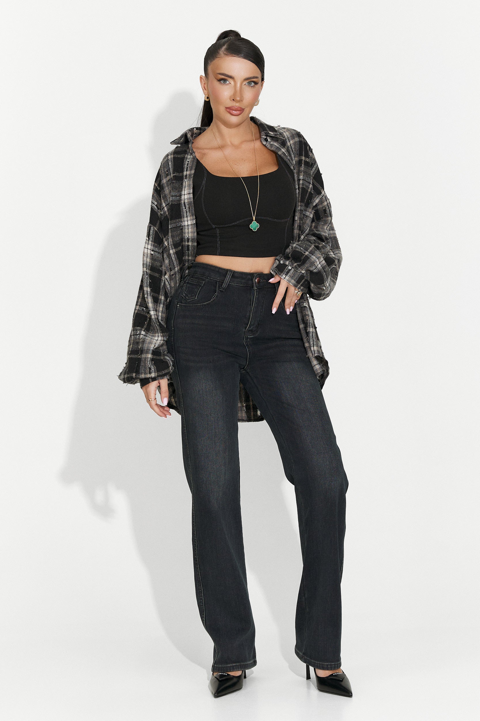 Дамска ежедневна черна риза Jasara Bogas