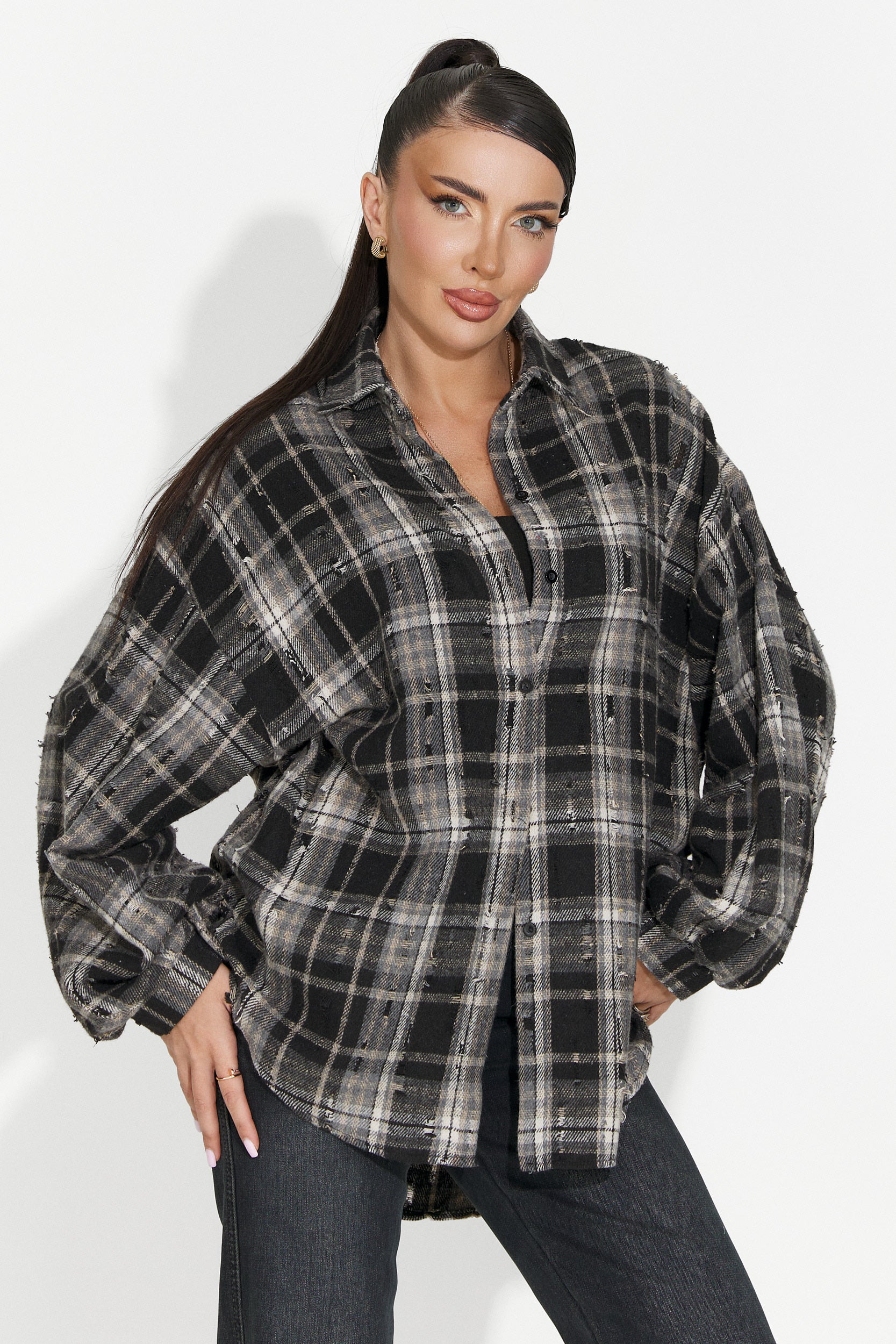 Дамска ежедневна черна риза Jasara Bogas