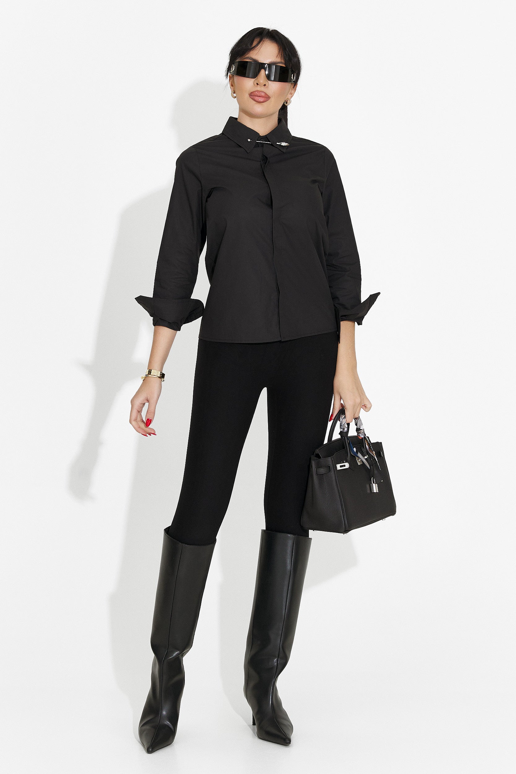 Черна дамска ежедневна риза Rochele Bogas