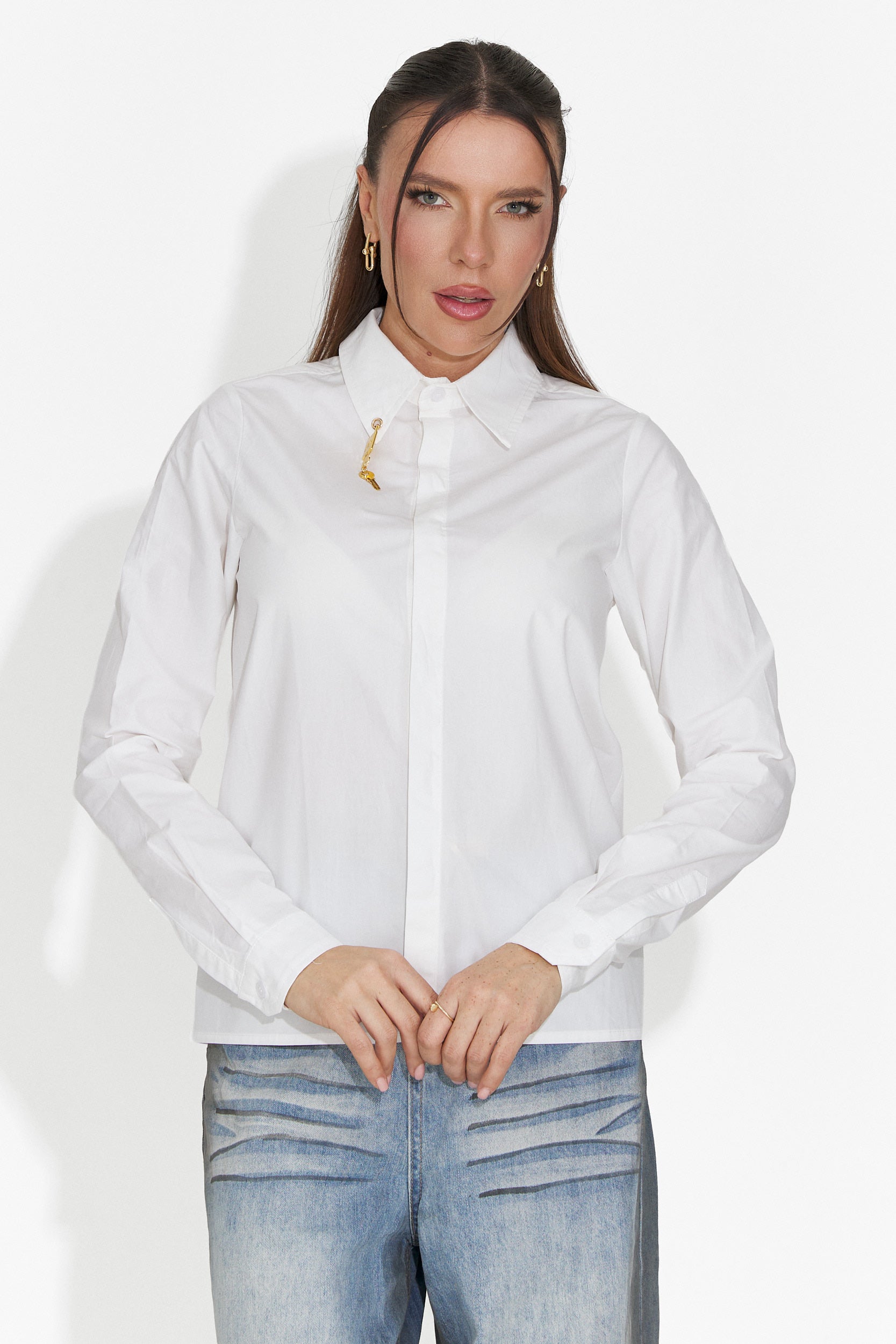 Елегантна бяла дамска риза Jetie Bogas