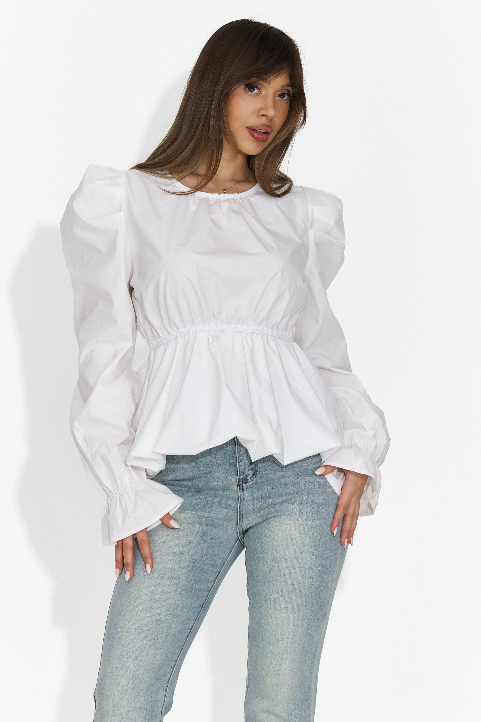 Елегантна Бяла Блуза за Дами Lindalia Bogas