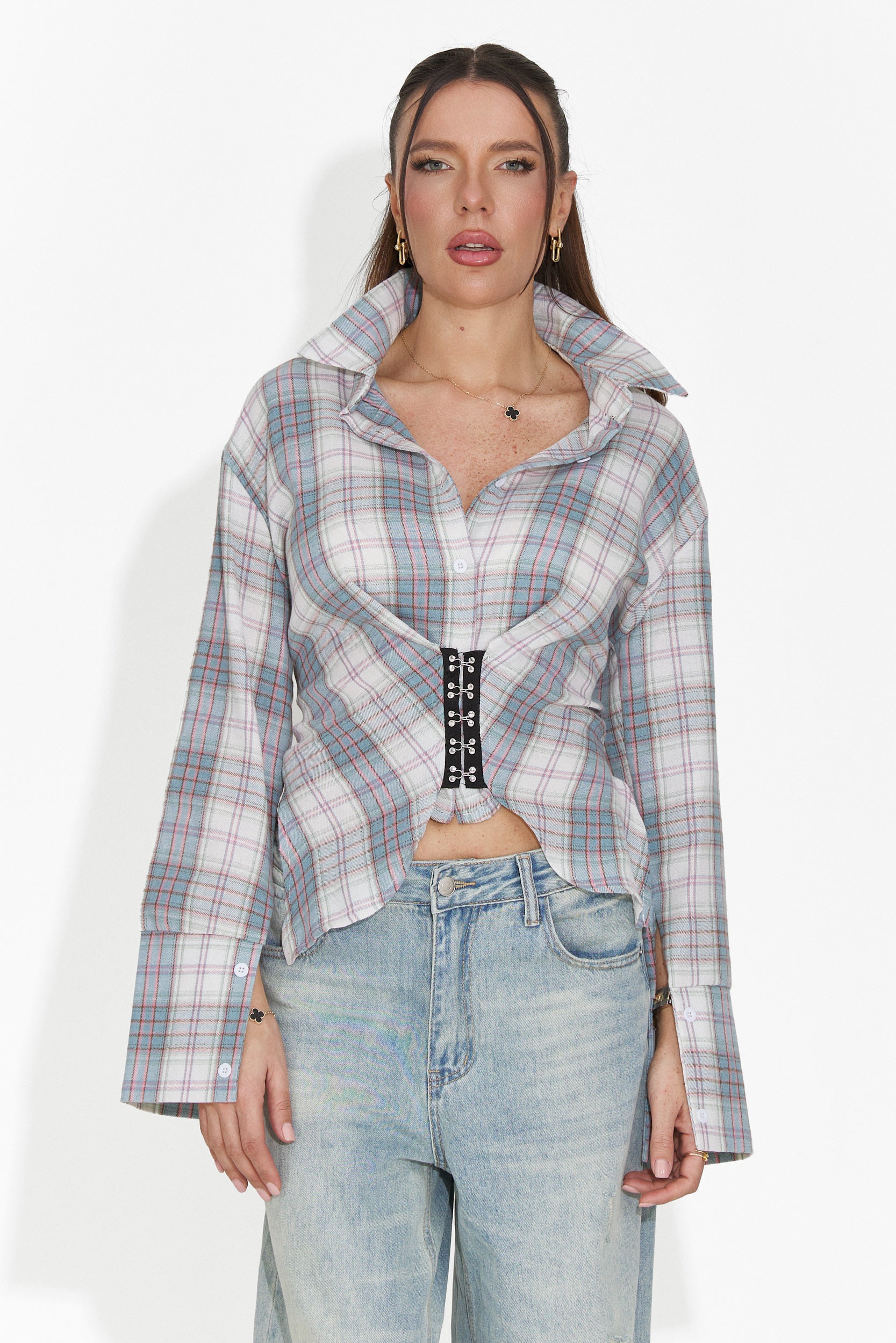 Елегантна дамска риза светлосиня Hermiona Bogas