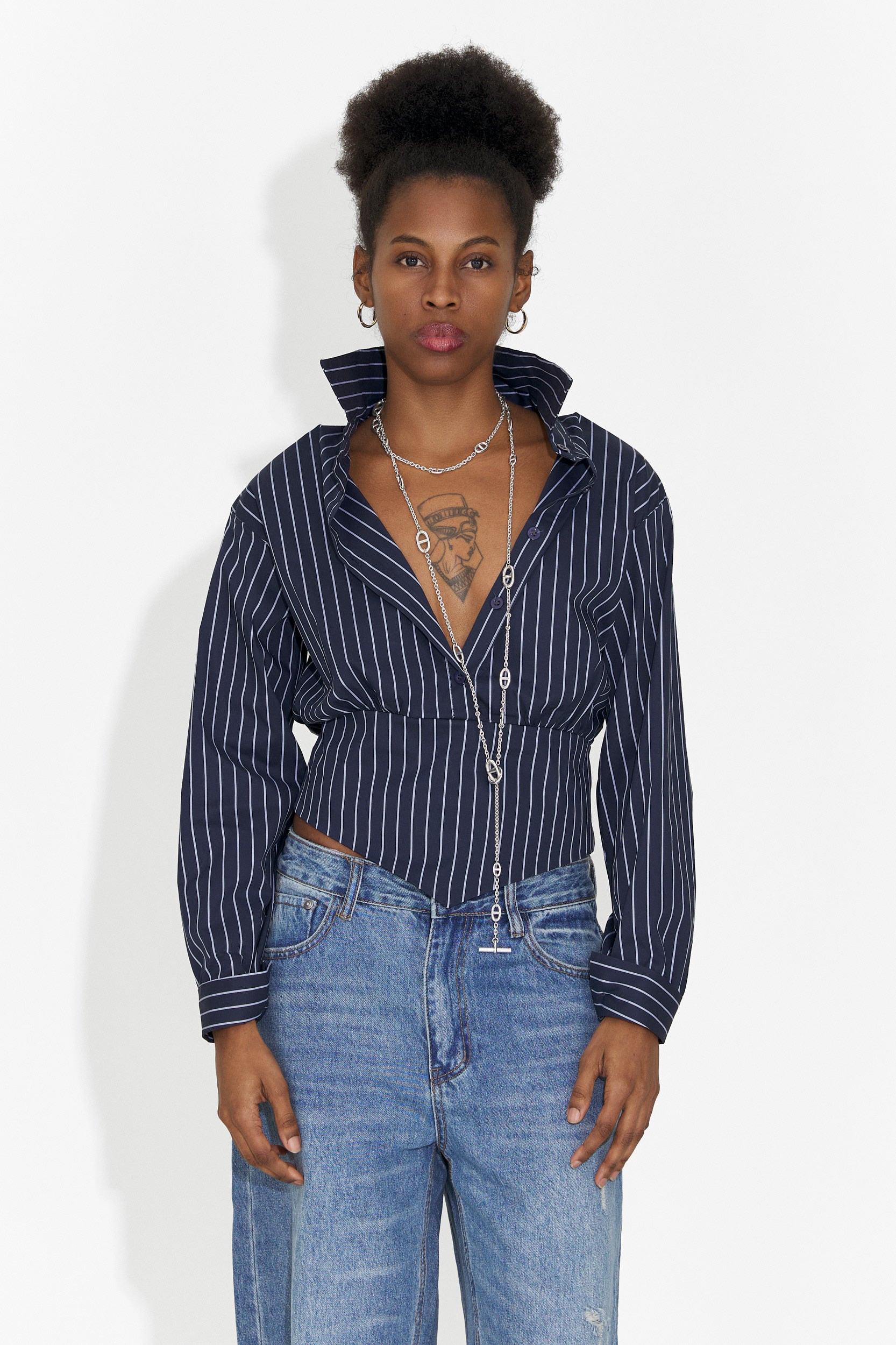 Елегантна дамска риза в тъмносиньо Jolena Bogas