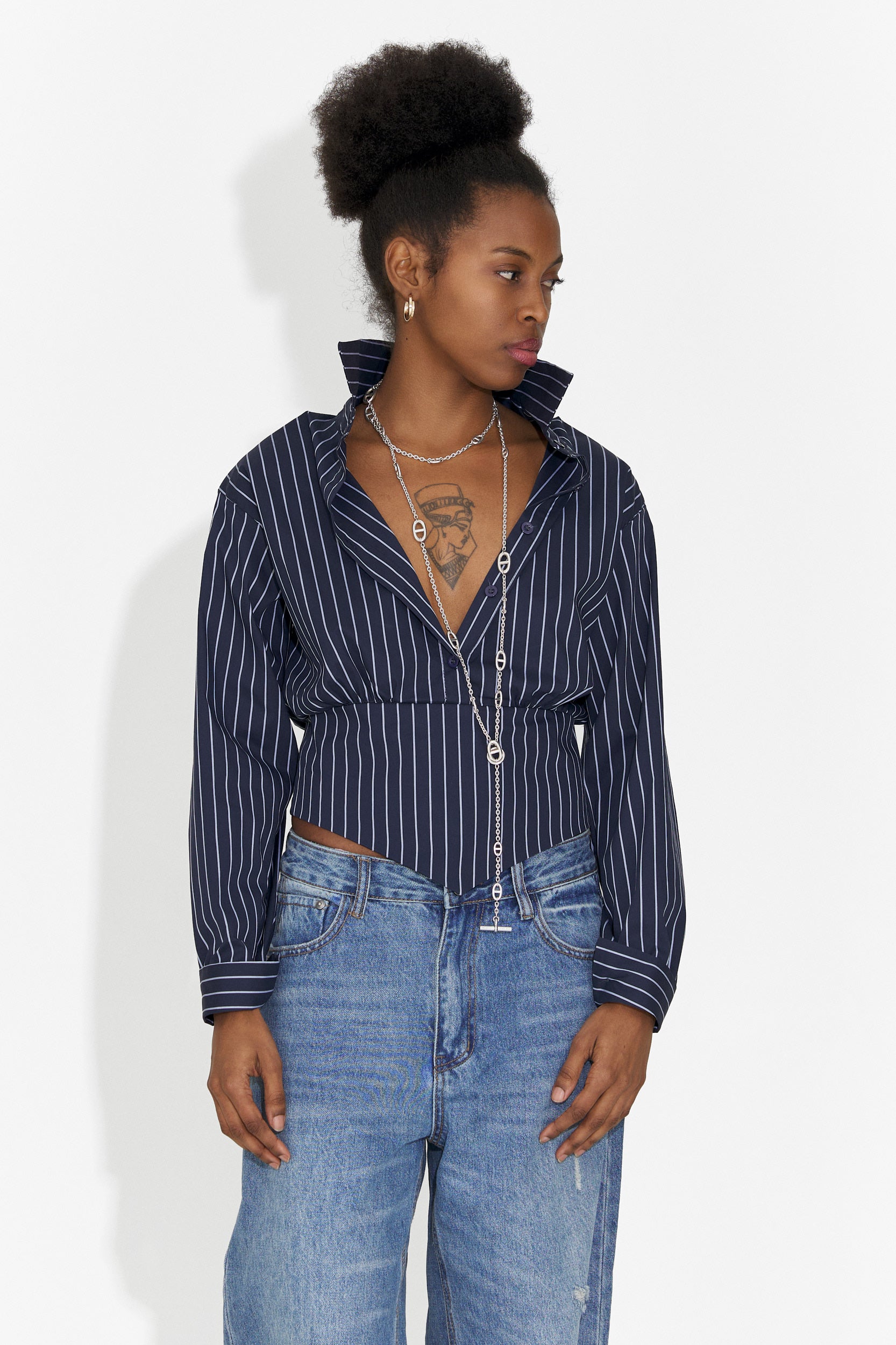 Елегантна дамска риза в тъмносиньо Jolena Bogas