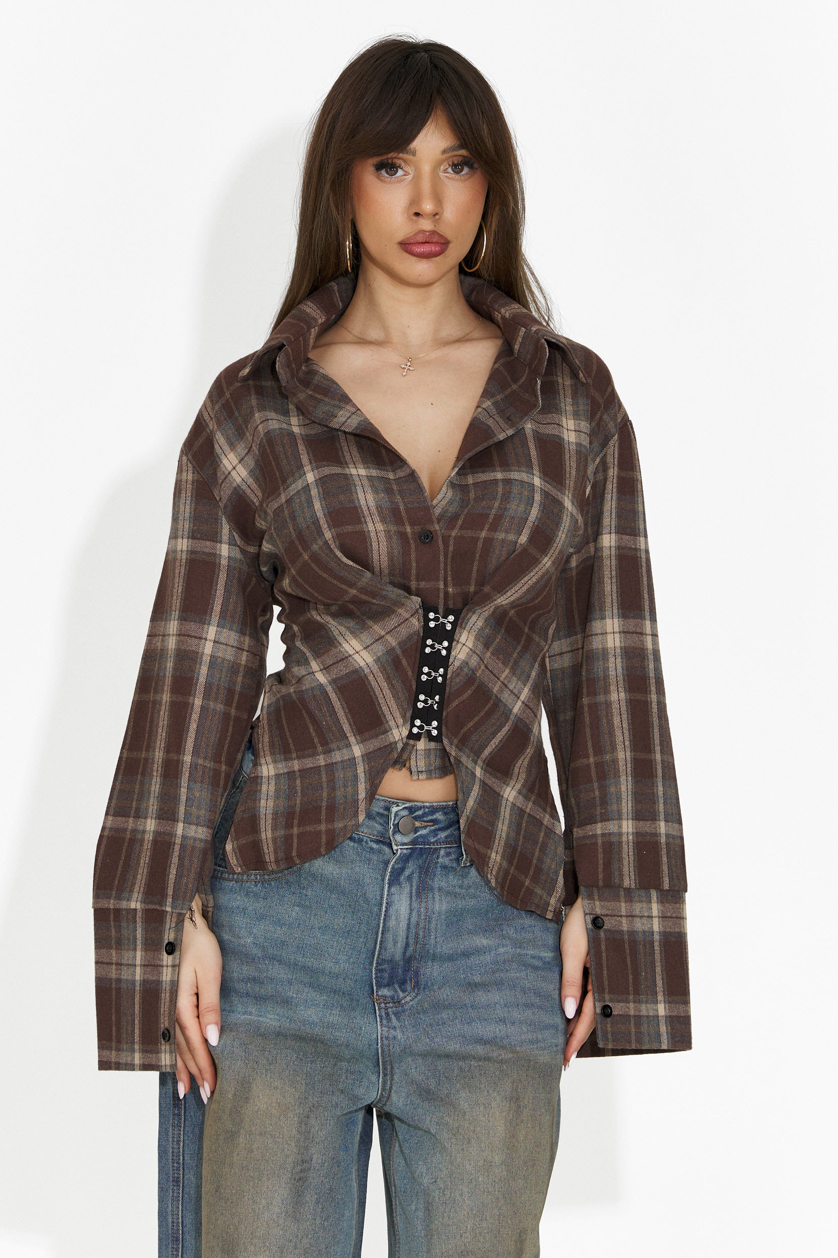 Елегантна дамска риза кафява Hermiona Bogas