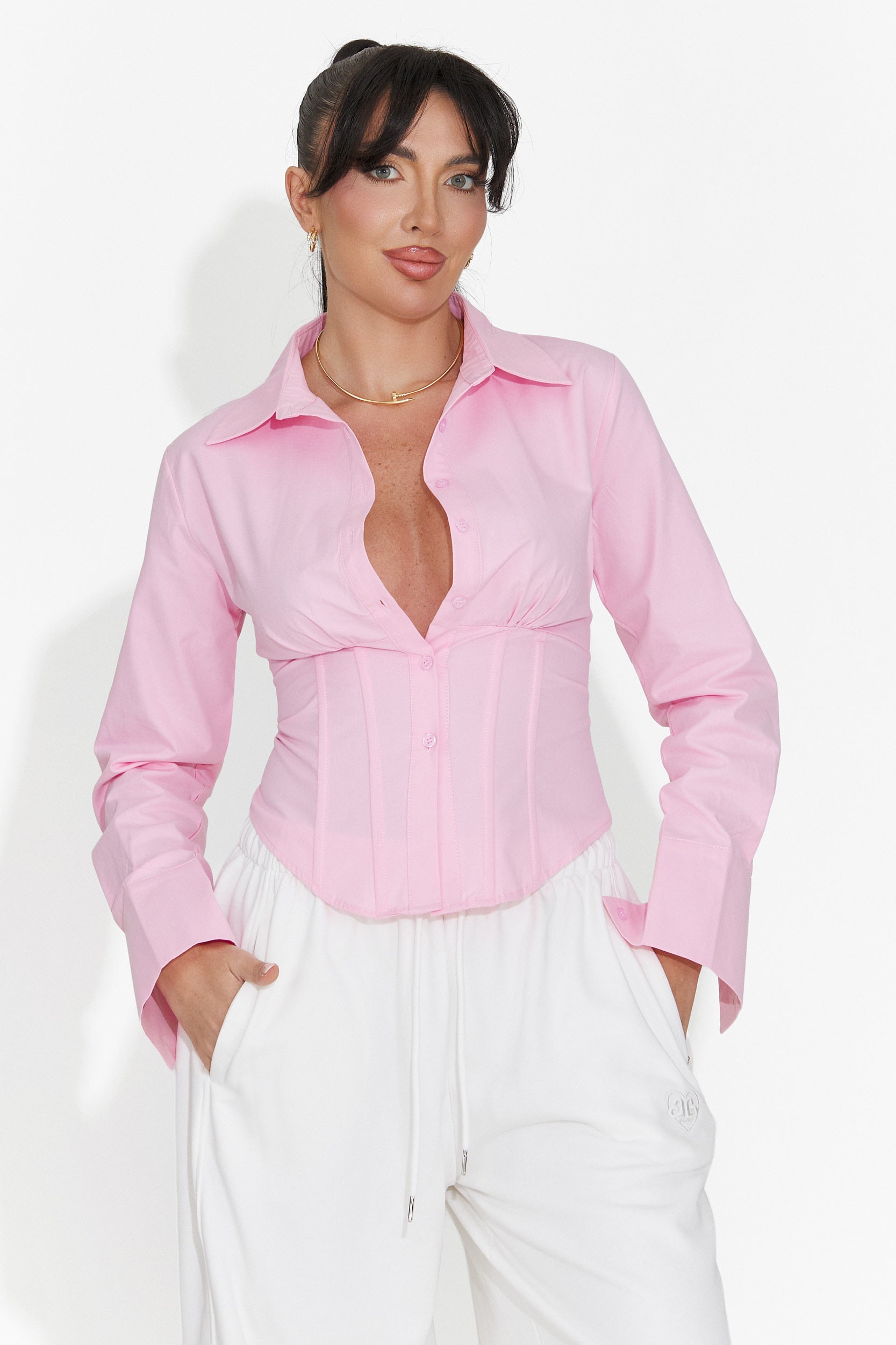 Елегантна дамска риза розова Lorina Bogas