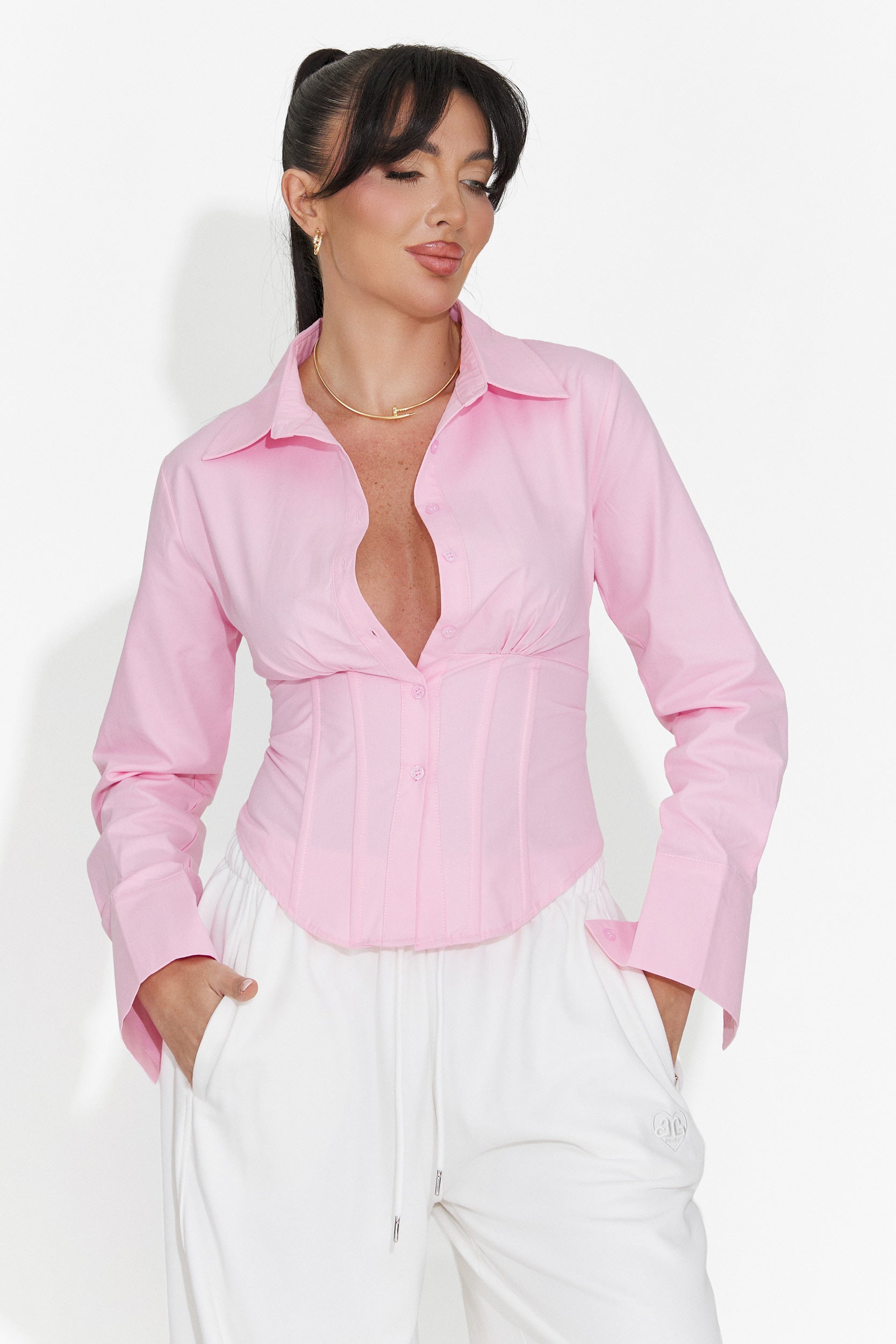 Елегантна дамска риза розова Lorina Bogas