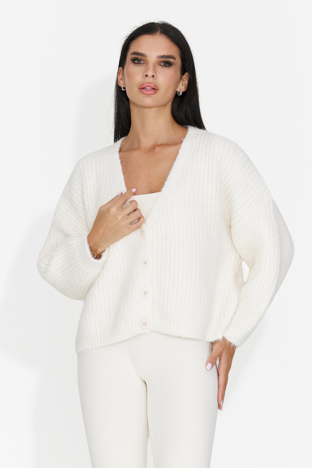 Cardigan casual crem Dyroliara Bogas