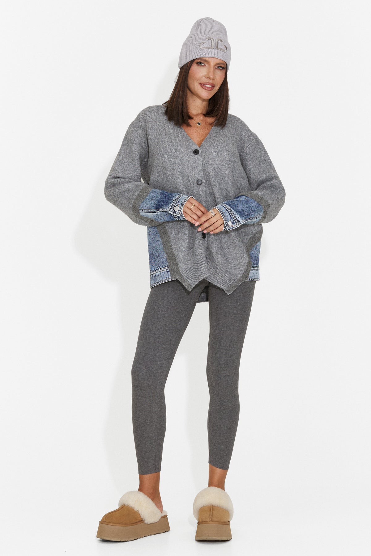 Cardigan casual gri Hinovieza Bogas