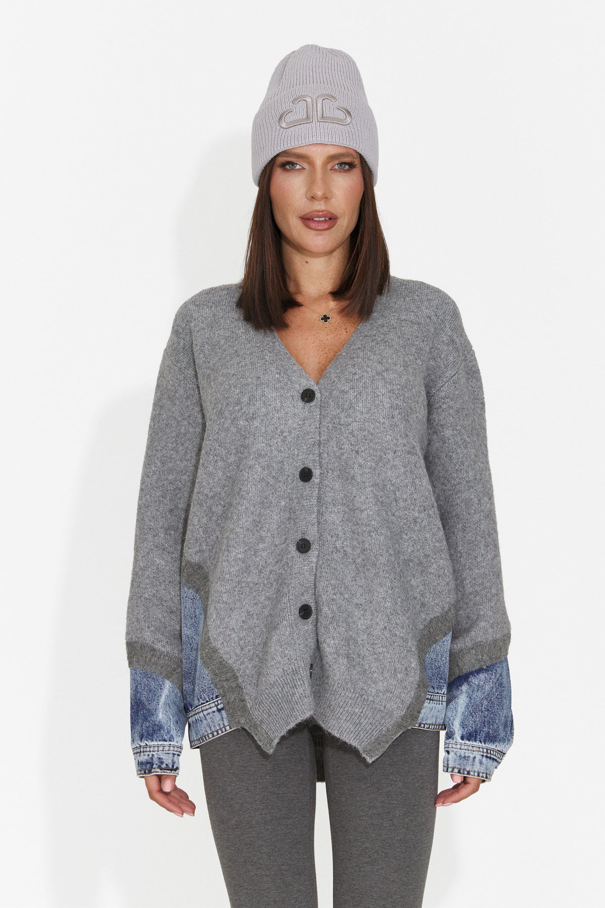 Cardigan casual gri Hinovieza Bogas